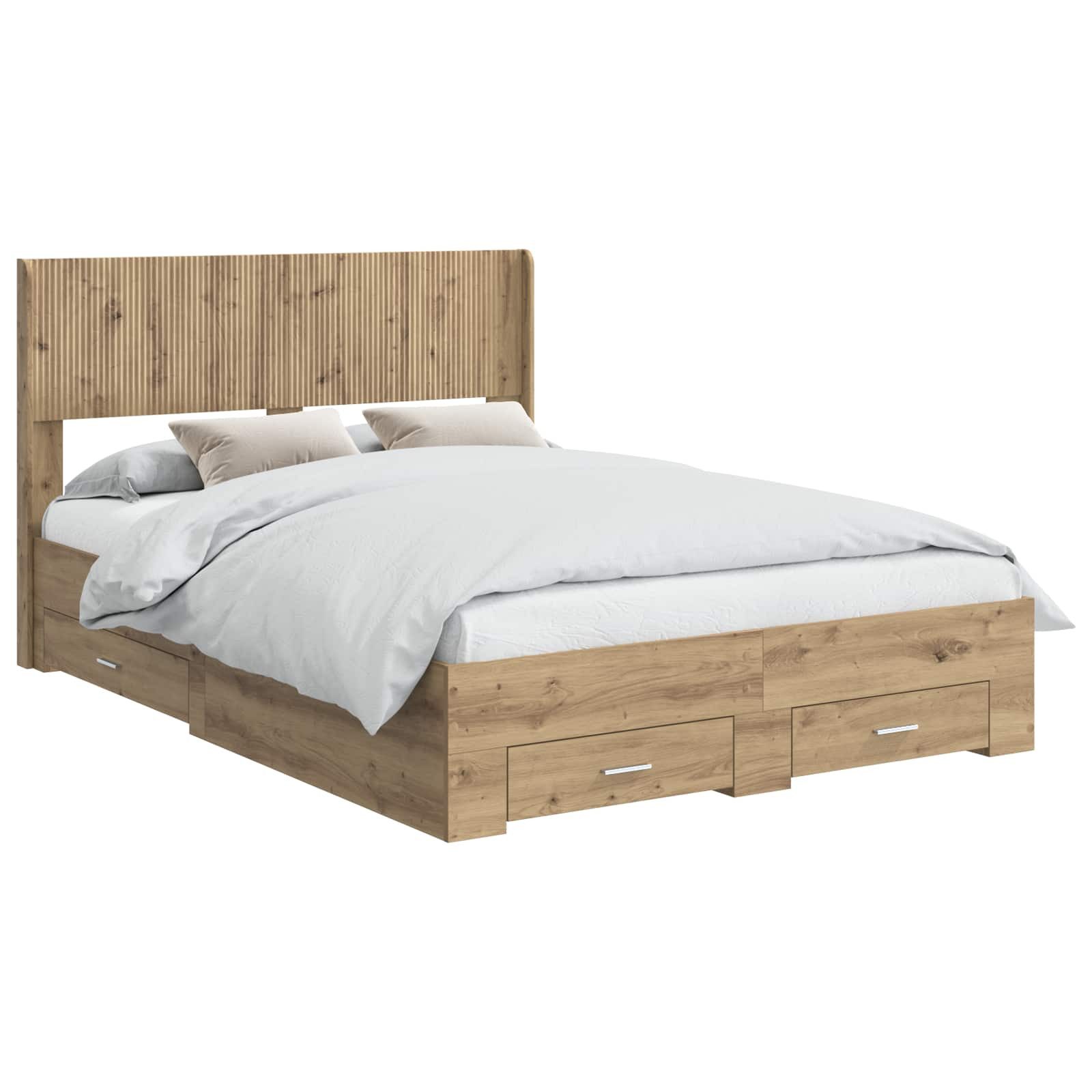 Bett Bettgestell mit Stauraum und Kopfteil Artisan-Eiche