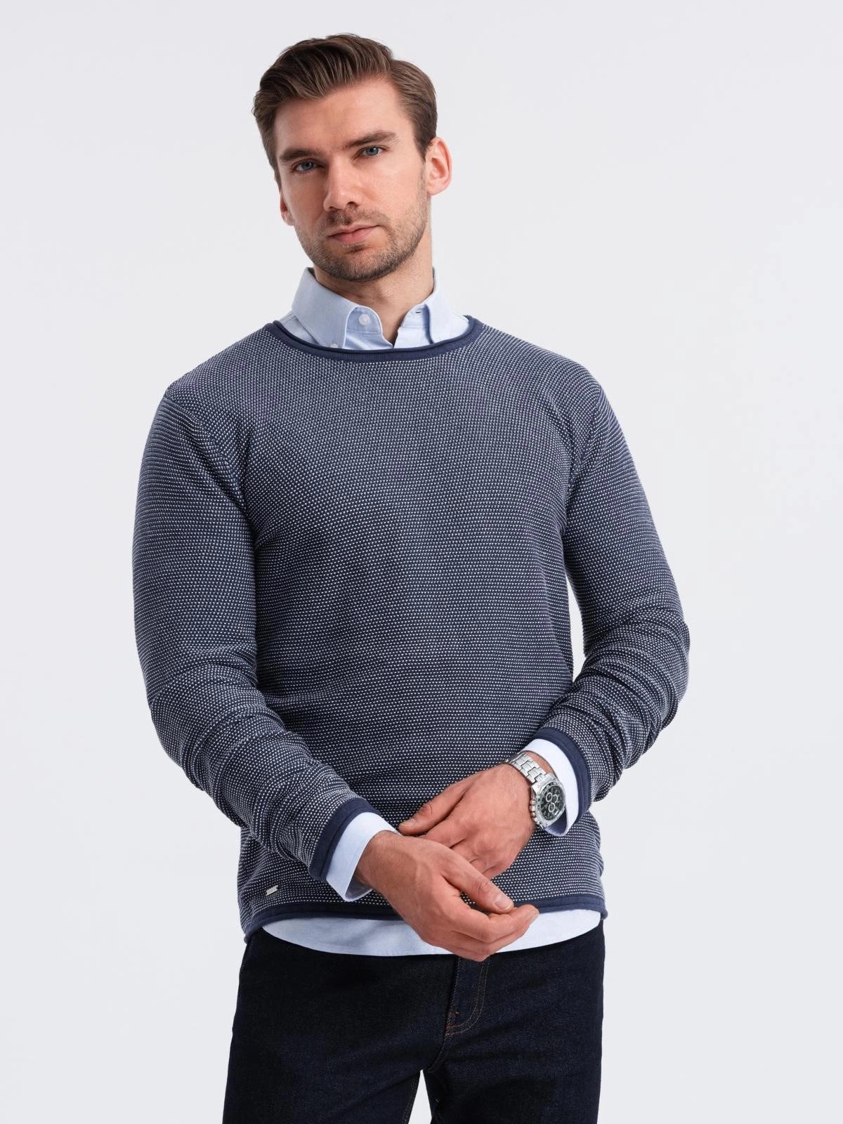 Rundhalspullover Strickpullover für Herren mit strukturierten Punkten