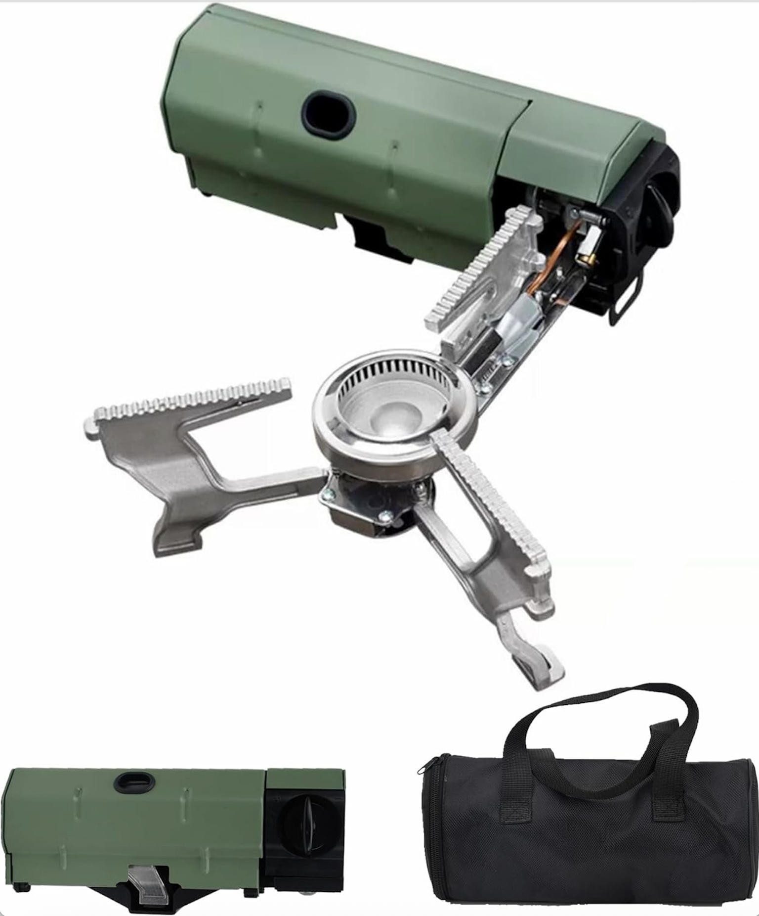 AURIVION Taschenkocher Gaskocher Outdoor Gaskocher,tragbar Kassette Kocher Campingkocher, (Set, 4-St., mit Aufbewahrungskoffer), Magnetisches Saugventil,Rutschfestes Design