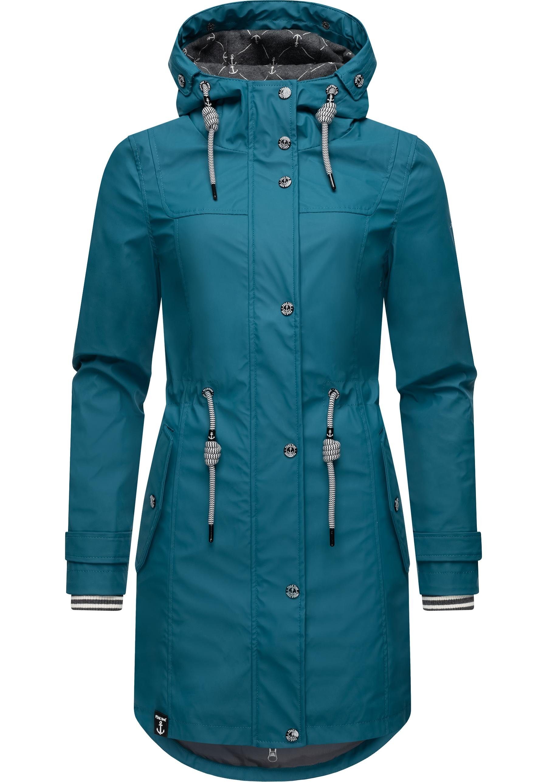 PEAK TIME Regenjacke L60041 stylisch taillierter Regenmantel für Damen