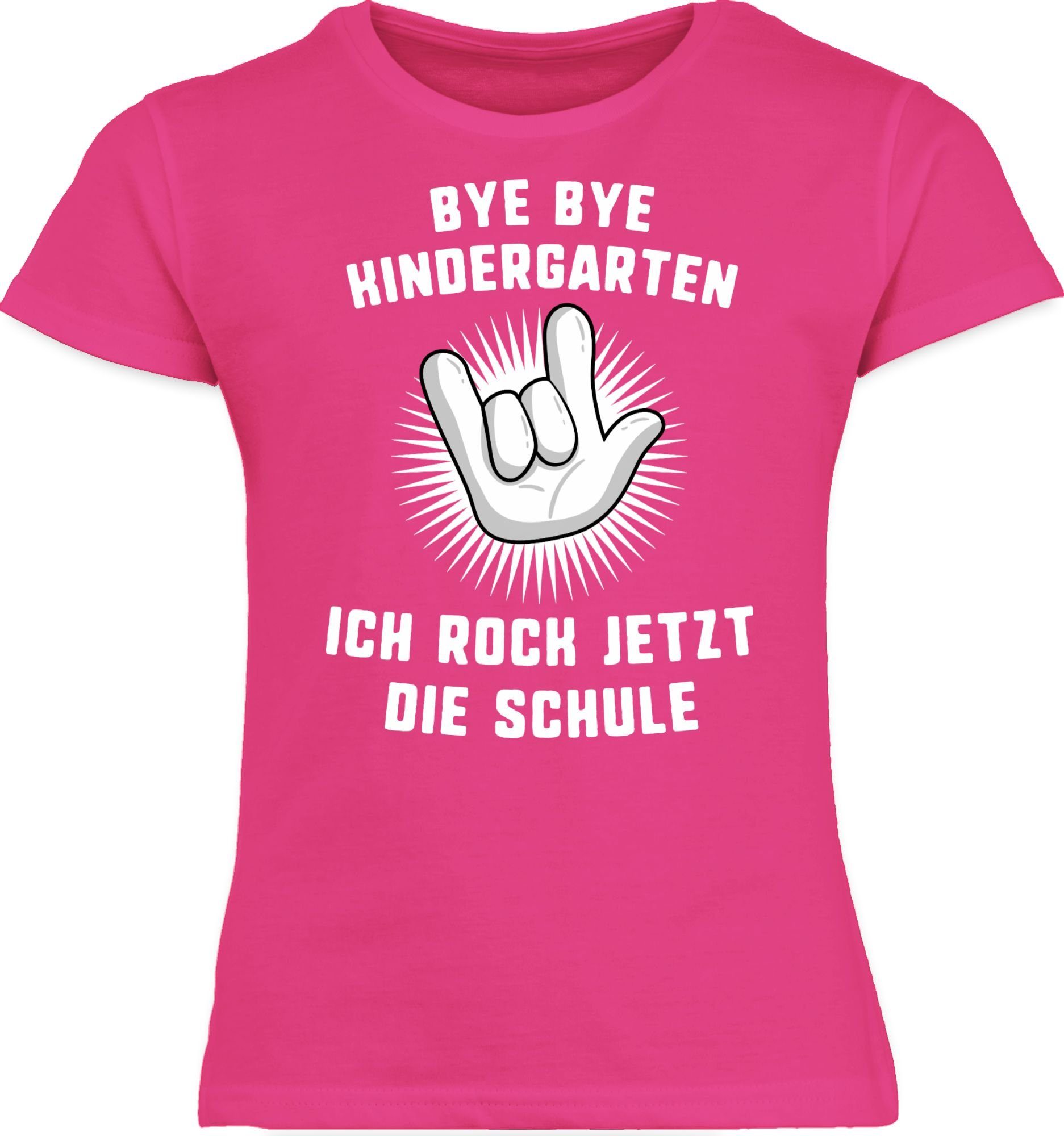 Einschulung Schule rock Mädchen Bye Shirtracer Ich Hand jetzt die 1 Kindergarten T-Shirt Fuchsia Bye