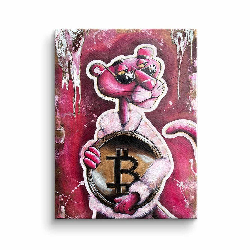 DOTCOMCANVAS® Leinwandbild, Bitcoin Panther Wandbild - Modernes Leinwandbild designed by Hirsch Bi ohne Rahmen