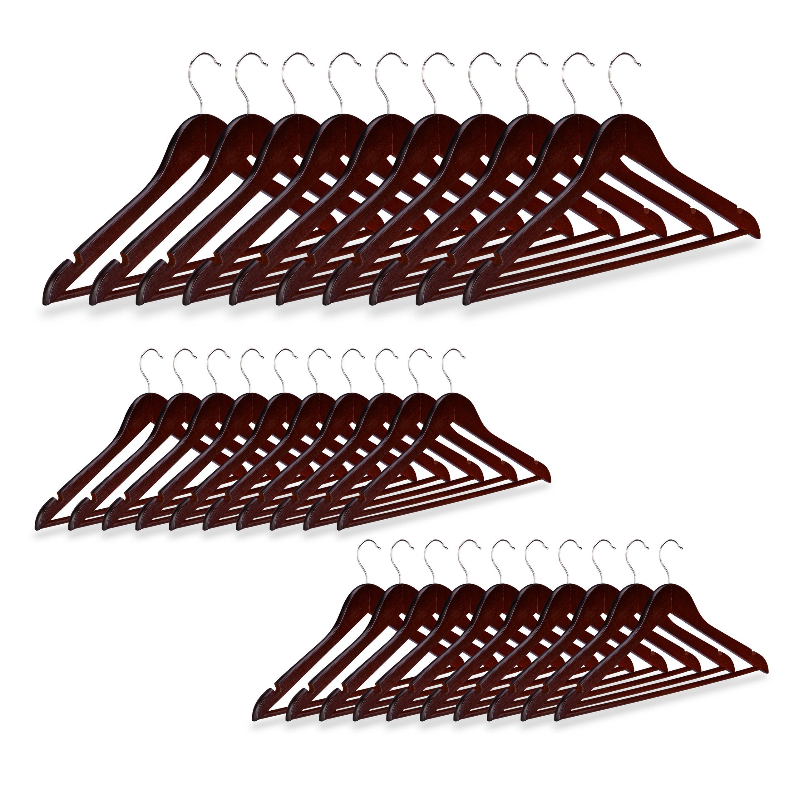 relaxdays Kleiderbügel Holz 30er Set, braun günstig online kaufen