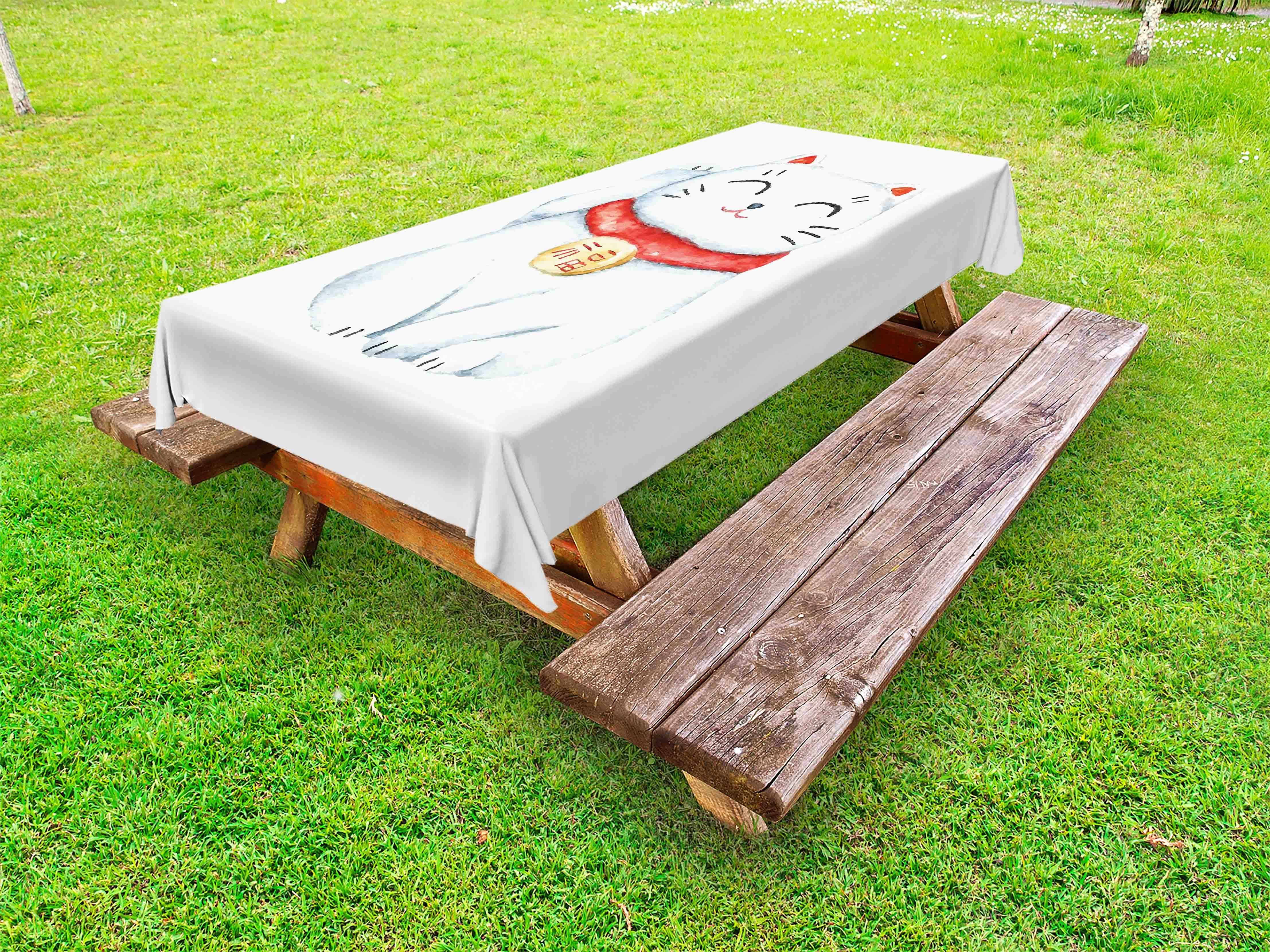 Abakuhaus Tischdecke dekorative waschbare Picknick-Tischdecke, japanische Katze Aquarell Maneki Cat
