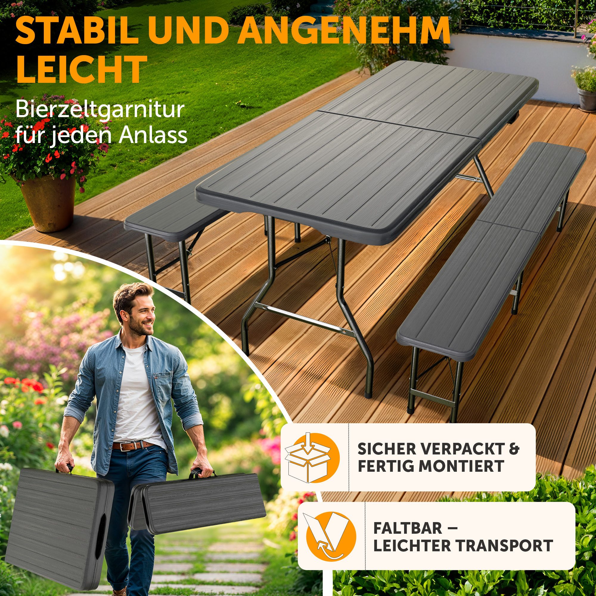 Blumtal Bierzeltgarnitur Bierzeltgarnitur 3er Set - günstig online kaufen