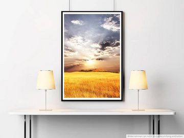 Sinus Art Poster 60x90cm Landschaftsfotografie Poster Weizenfeld bei Mittagssonne