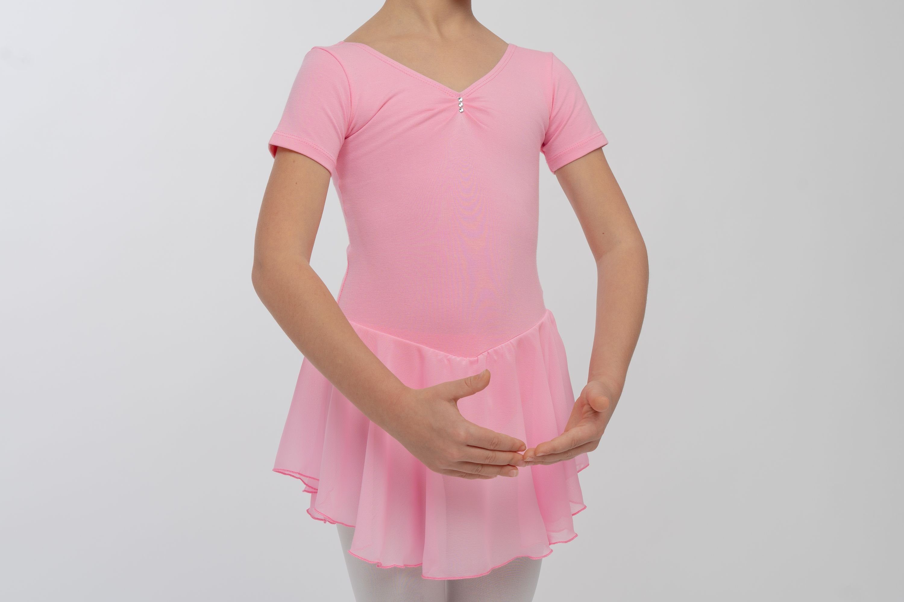Betty Chiffon mit rosa Mädchen Glitzersteinen Chiffonkleid tanzmuster Ballettkleid Ballettbody mit Röckchen
