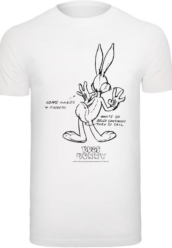 T-Shirt Bugs Looney White Print Tunes Bunny Belly F4NT4STIC