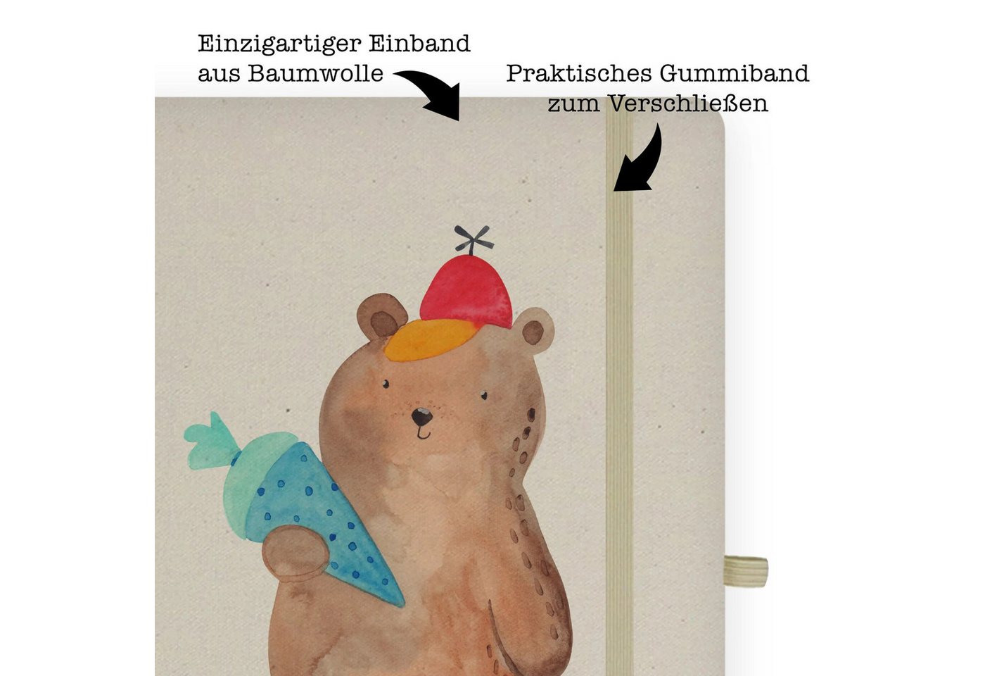 Thumbnail - Mr. & Mrs. Panda Notizbuch Bär Schultüte - Transparent - Geschenk, Stoff Notizbuch A4, DIN A4 No Mr. & Mrs. Panda, Kreat...