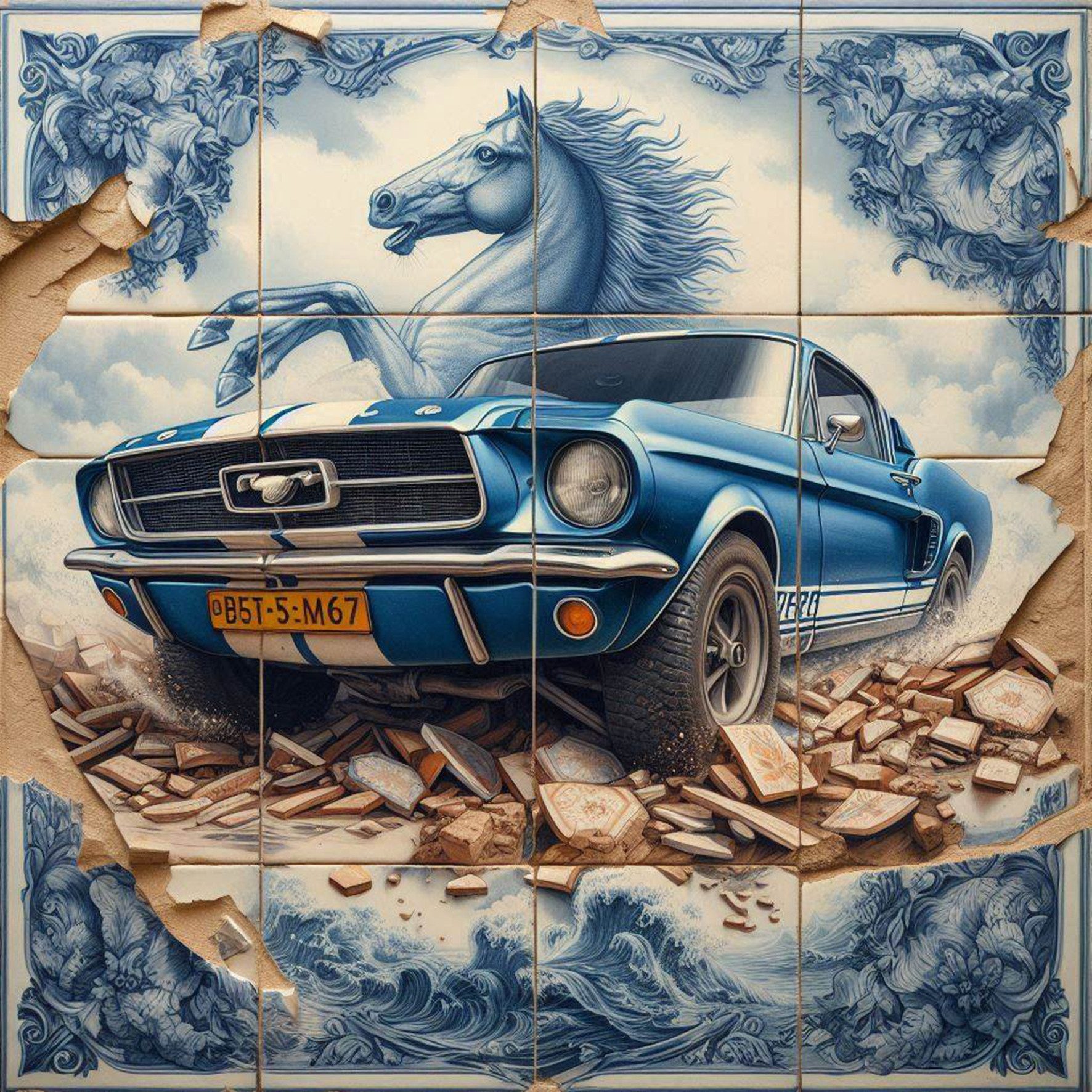 Luc Best Kunstdruck Mustang Giclée – Limited Edition FineArt-Druck auf Museumspapier, Mustang, Wandbild - handsigniert, nummeriert, gestempelt, Echtheitszertifikat