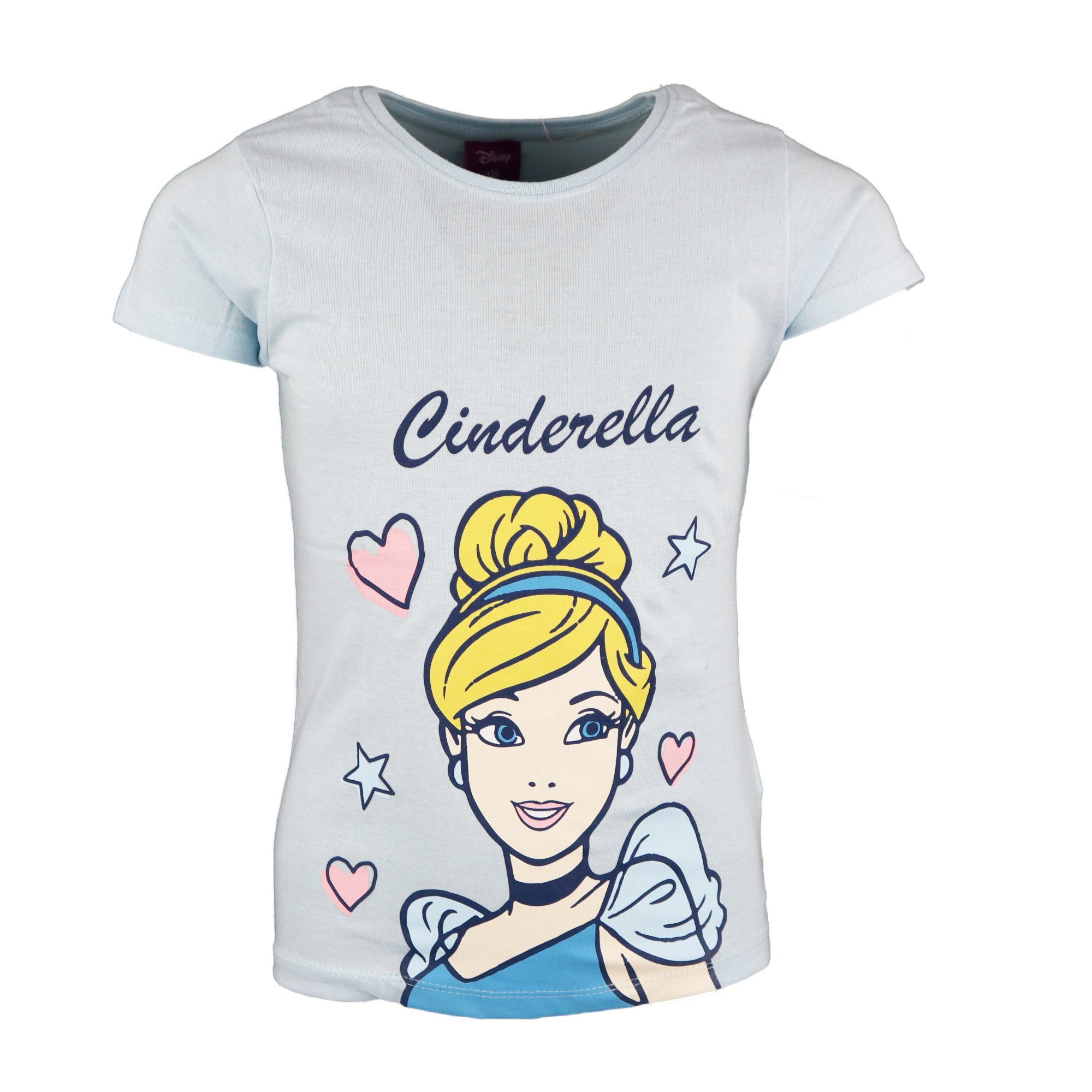 Baumwolle Hellblau Shirt 98 Cinderella Disney Mädchen 128, Kinder T-Shirt Princess bis Gr.