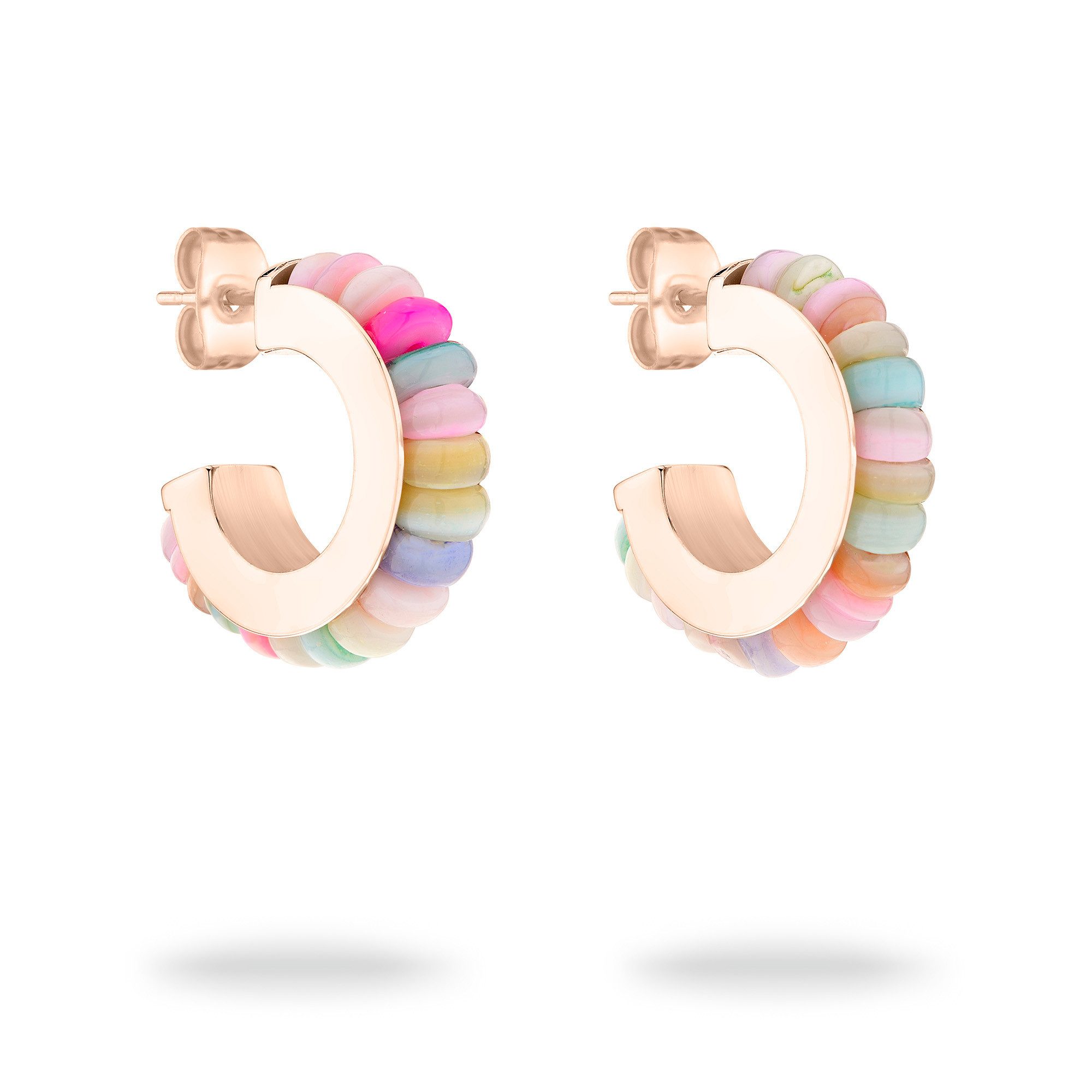 Tamaris Paar Creolen Schmuck Geschenk Edelstahl Ohrringe All About Beads, mit Naturstein