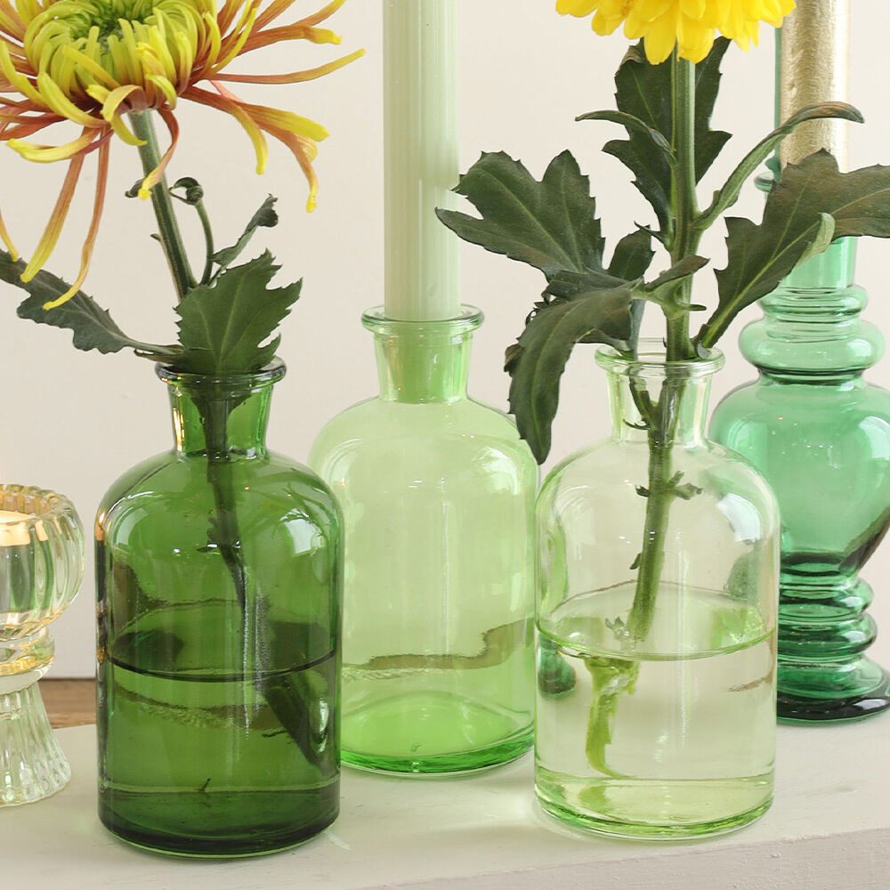 Annimuck Dekovase 3 x Flaschenvase Vase Glas H12 D7 cm grün mix (3 St) günstig online kaufen