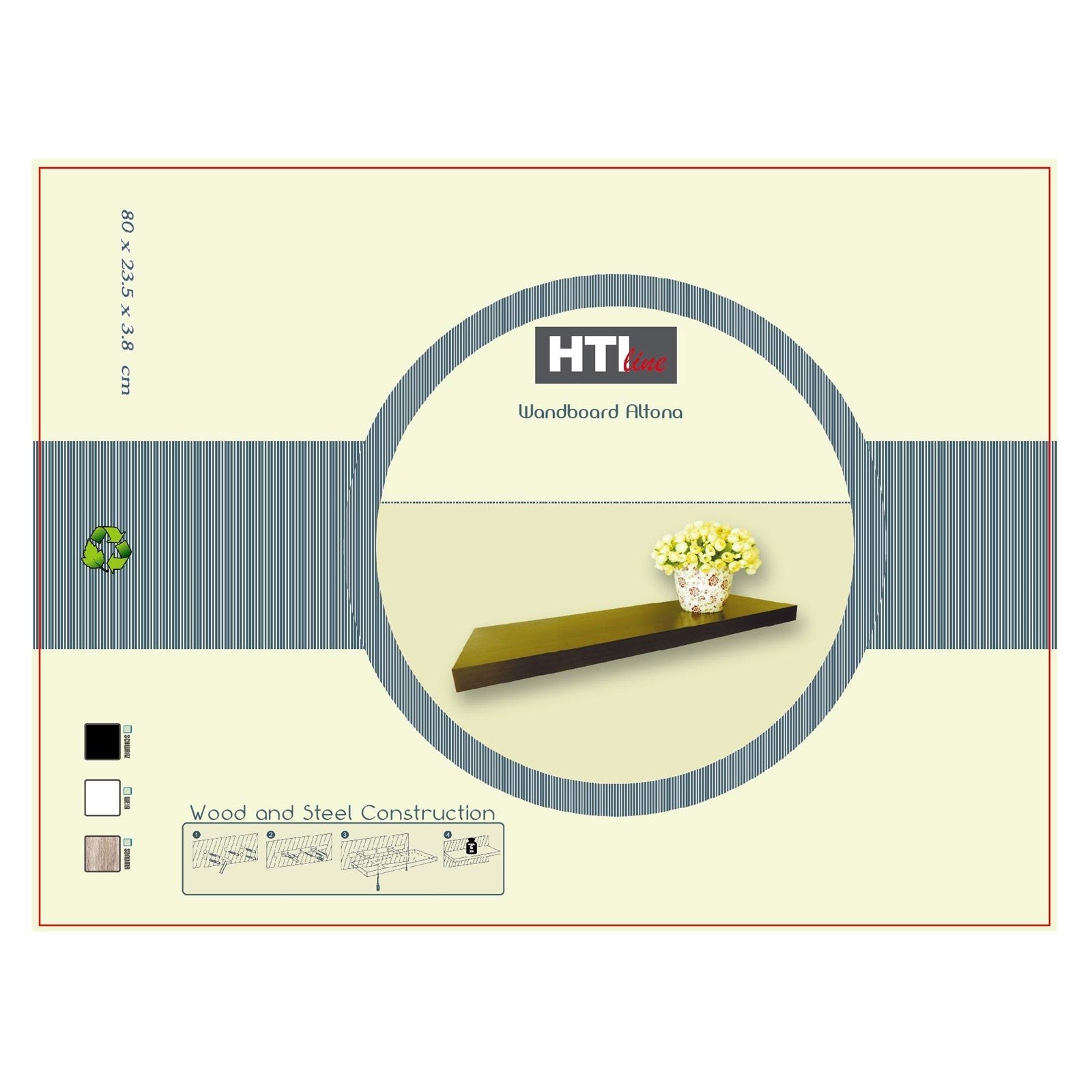 HTI-Line Wandboard 80, Wandregal Weiß Altona Wandboard