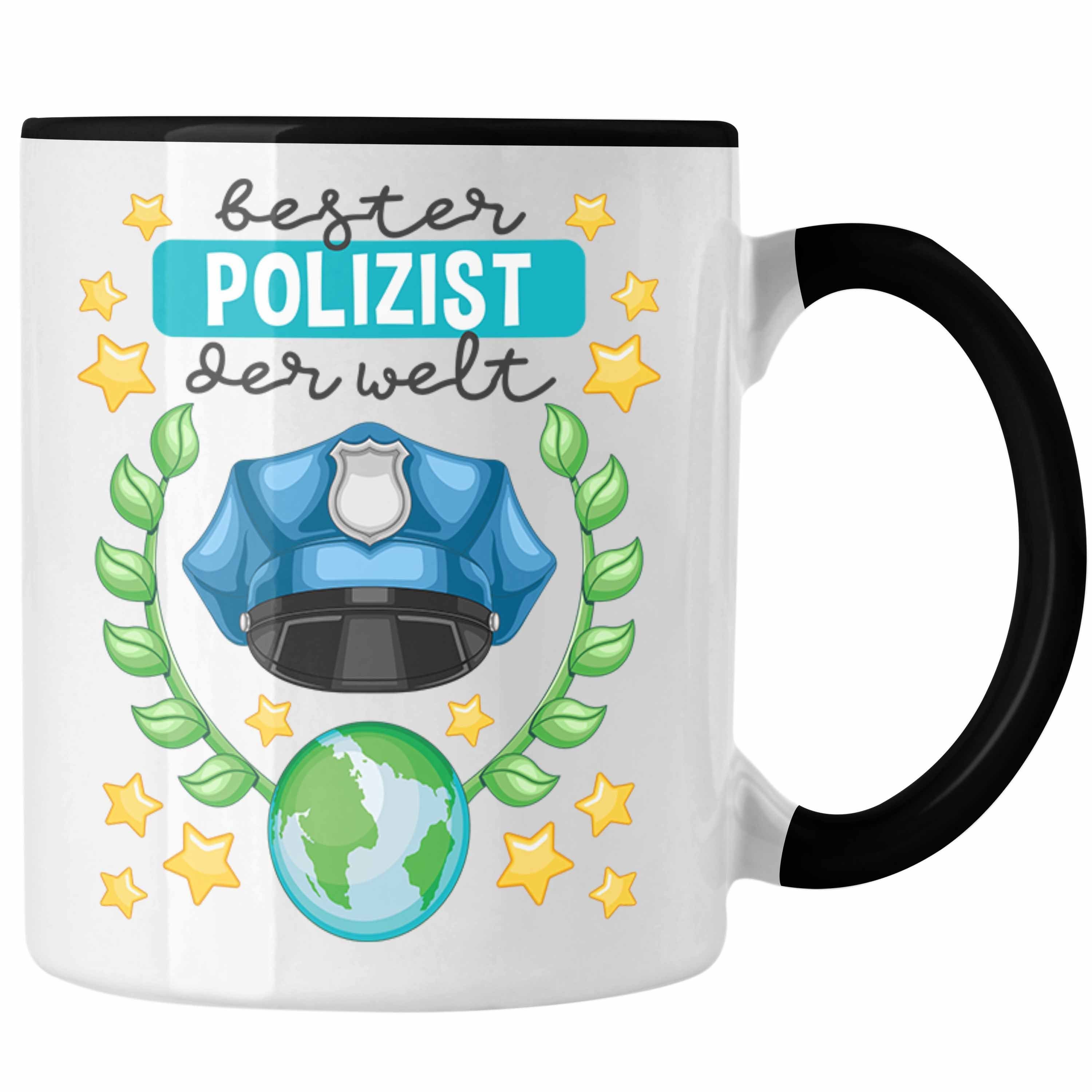 Trendation Tasse Schwarz Bester Trendation Geschenk Tasse Polizist mit - Geschenke Spruch Polizei Lustig Männer