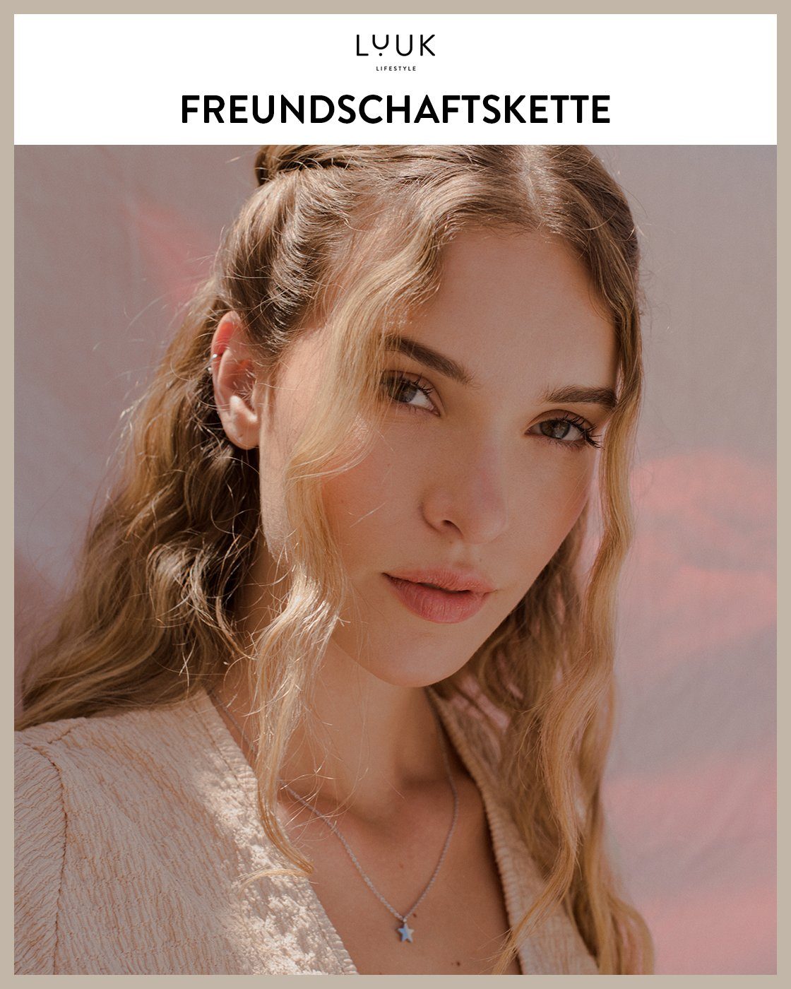 LUUK LIFESTYLE Freundschaftskette Stern, Stern Anhänger und Freundschaftskarte