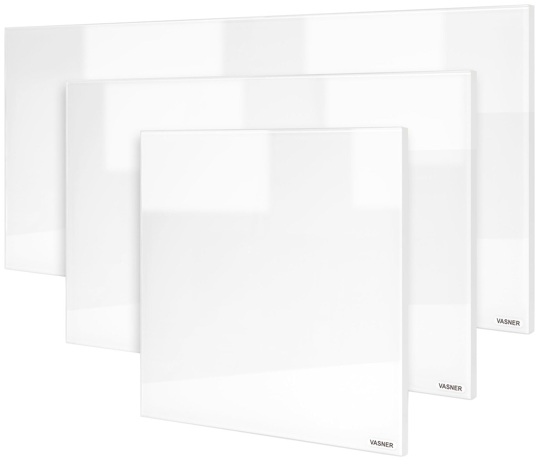 Vasner Infrarotheizung Glas mit Rahmen weiß, 300 W, Citara G, Infrarot Glasheizung, IP44 Bad geeignet