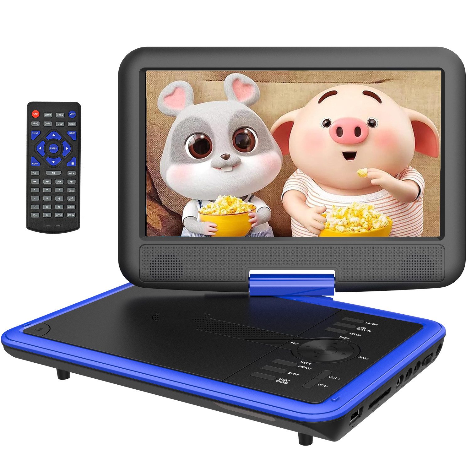 Boifun 11.5" Tragbarer DVD Player Tragbar mit 9.5" HD-Schwenkbildschirm Portabler DVD-Player (Unterstützung für USB/TF-Karte/AV-Übertragung, 32 GB Festplatte, Unterstützung Sync TV/USB/TF-Karte)