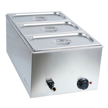 Mahlzeit Speisenwärmer Bain Marie Elektrisch, 3 x 1/3 GN Buffetwärmer, 57 x 33,5 x 25cm