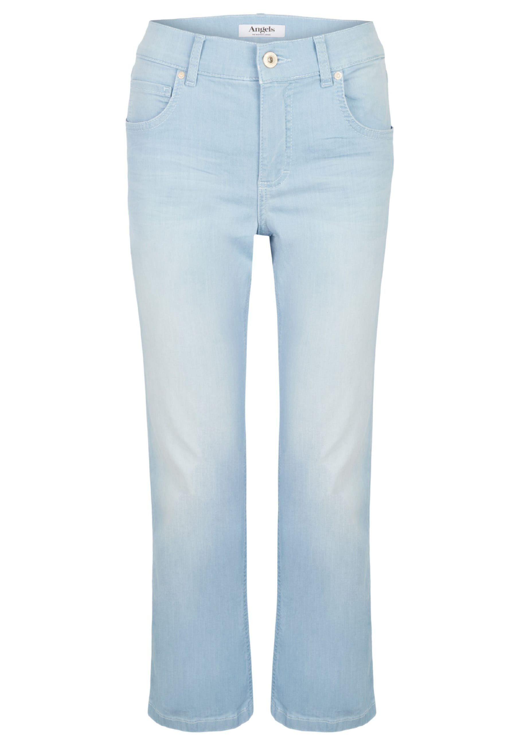 Leni Bootcut-Jeans mit Bootcut-Jeans Crop hellblau Label-Applikationen ANGELS