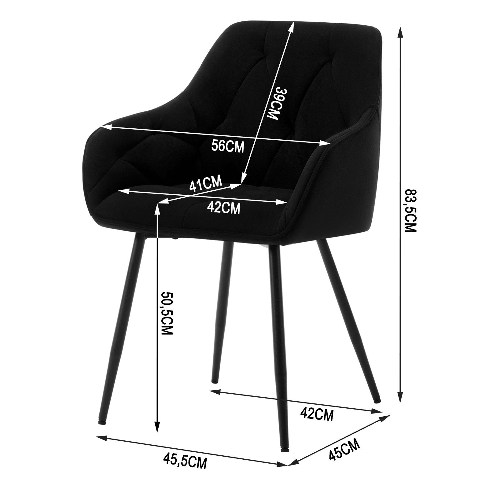 Woltu 4-Fußstuhl (Set, 4 St), Esszimmerstühle ergonomischer aus Samt