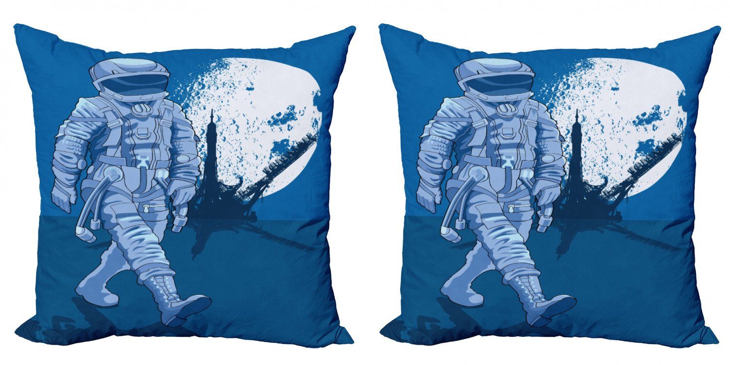 Kissenbezüge Modern Accent Doppelseitiger dem Auf Stück), Digitaldruck, (2 Abakuhaus Astronaut Mond laufen
