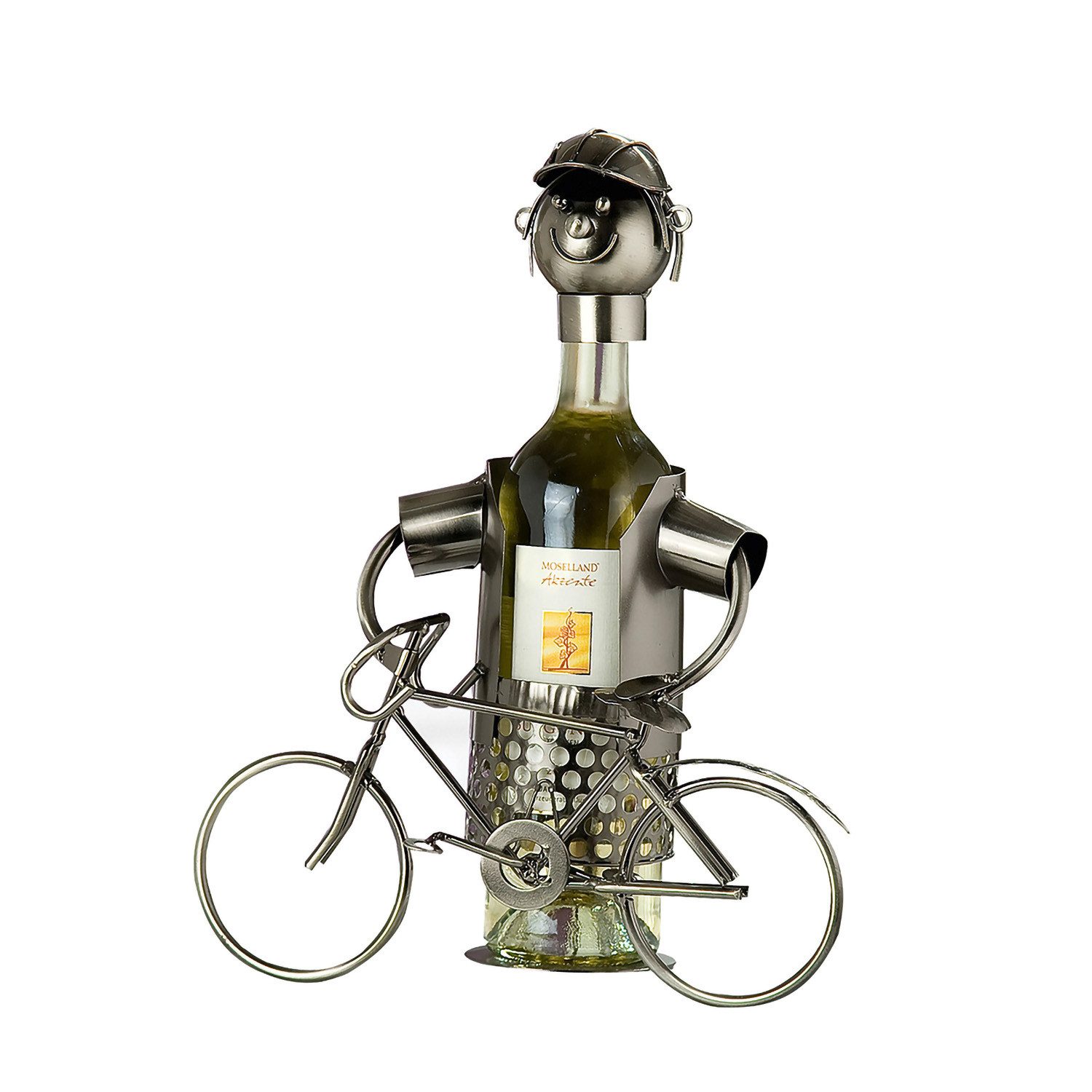 GILDE Weinflaschenhalter GILDE Flaschenhalter Fahrrad - silber - H. 28cm x B. 28cm, (1 Stück)