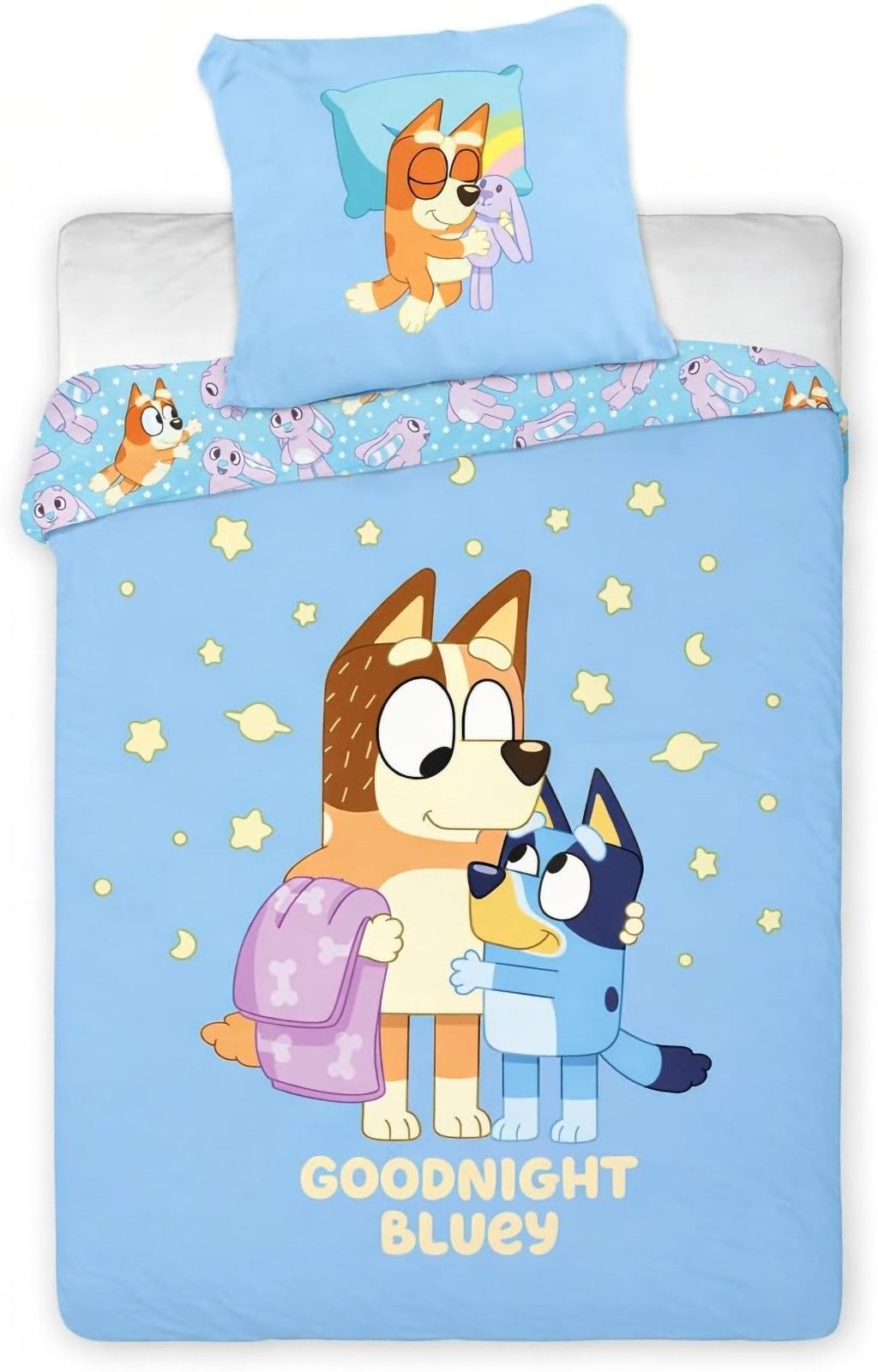 AY!Max Babybettwäsche Bluey Babybettwäsche Set Goodnight 100x140 + 40x60 cm 100% Baumwolle, 2 teilig, Langlebig