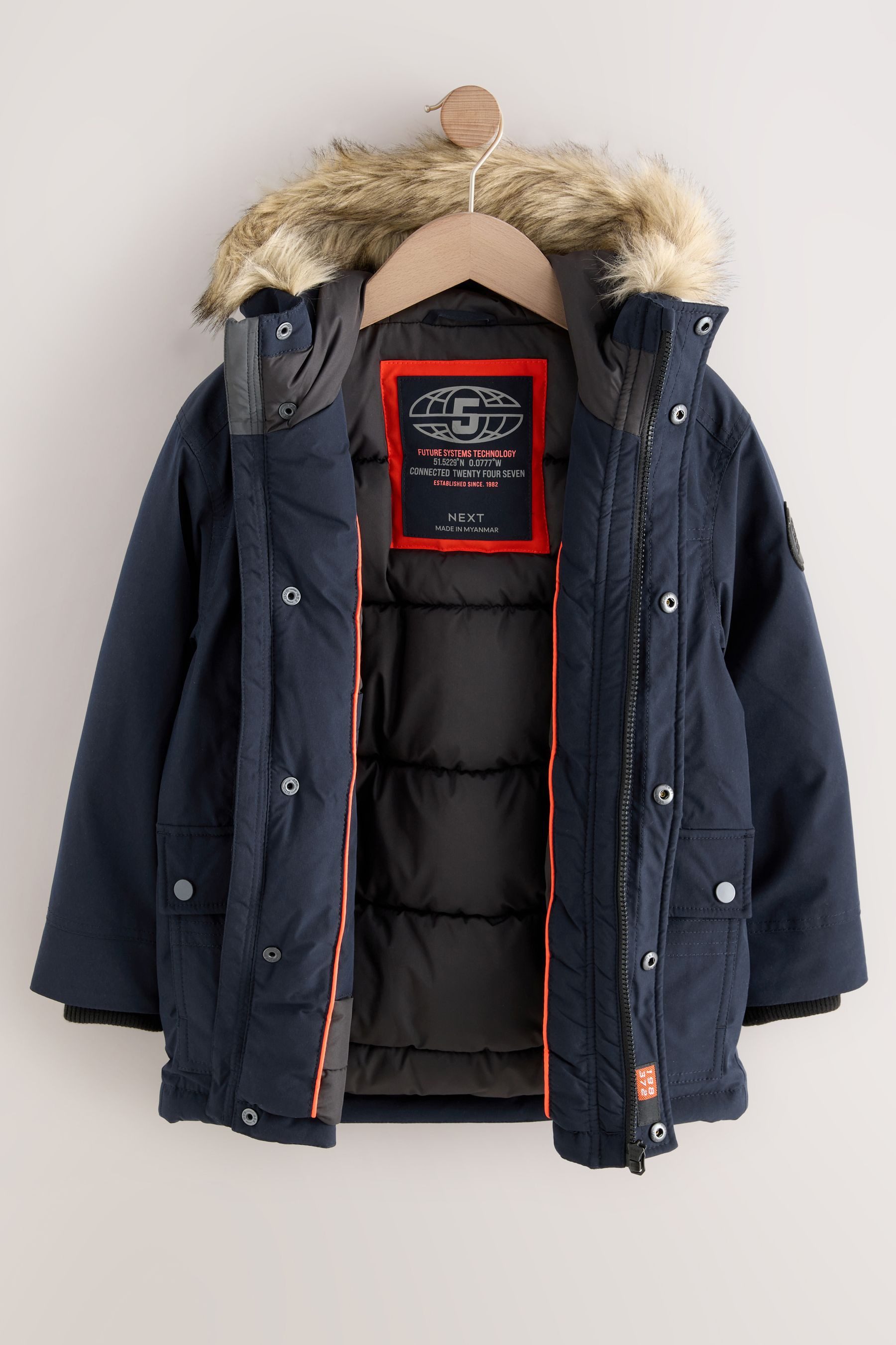 Next Fellimitatjacke Wasserabweisender Parka mit Kunstfellbesatz (1-St)