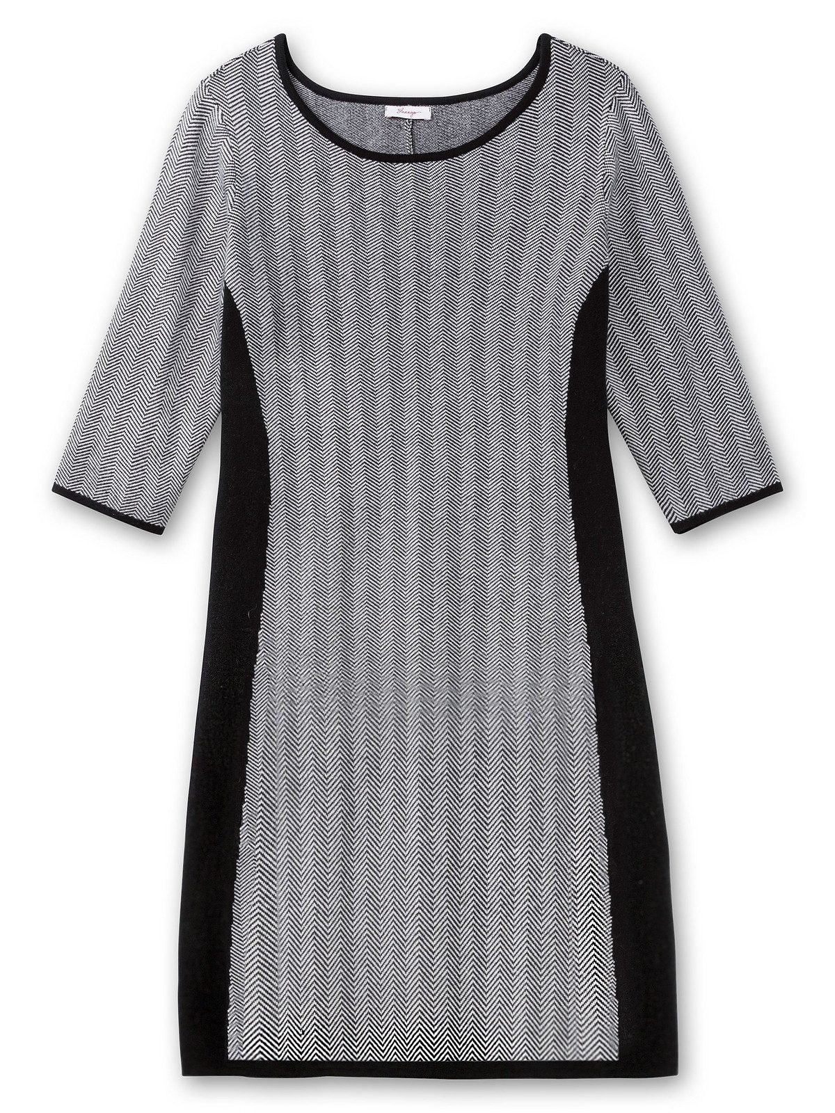 Sheego Strickkleid Große Größen im Fischgrätmuster, mit Kontrastdetails