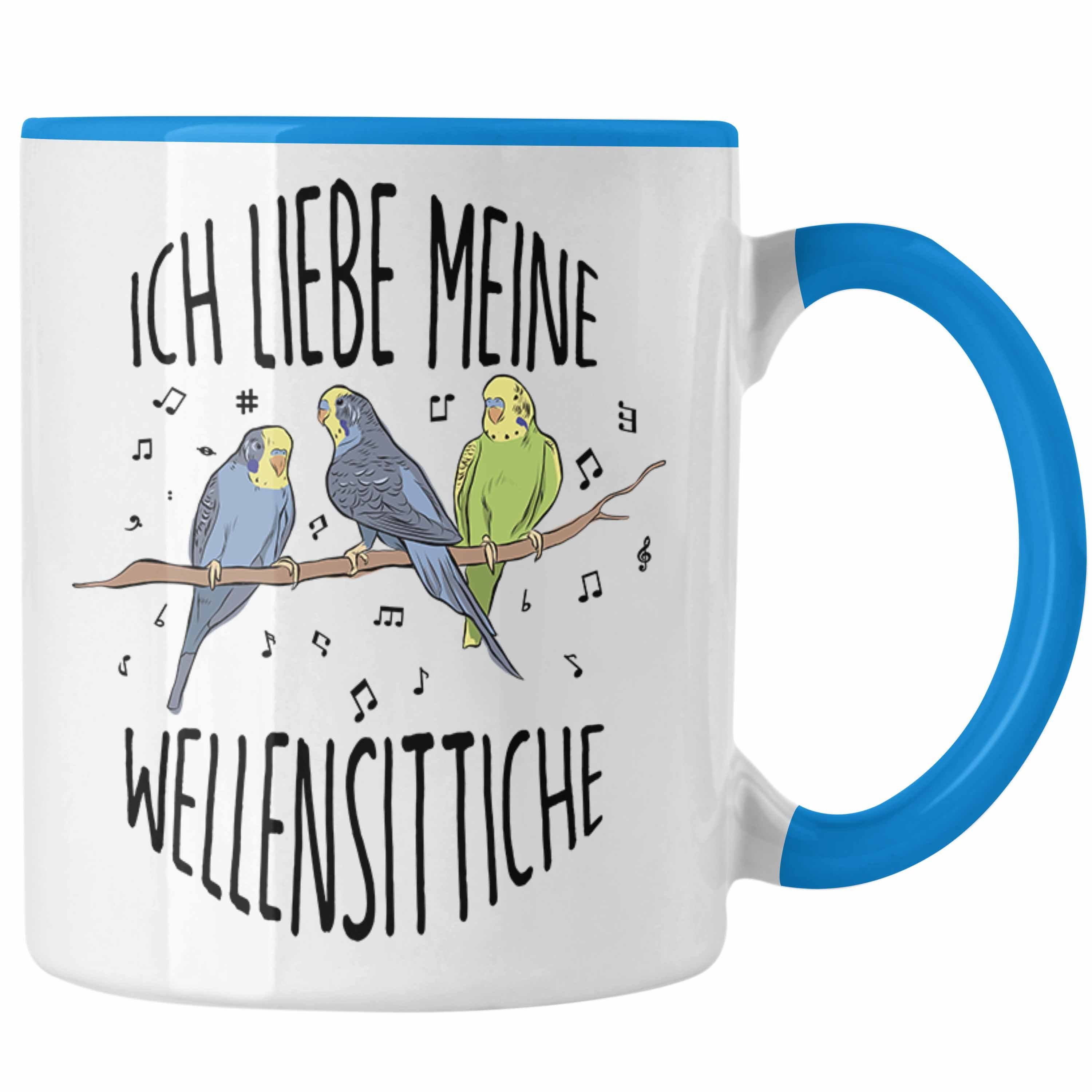 Trendation Tasse Lustige Wellensittich-Tasse Geschenk für Wellensittich-Besitzer Ich Li Blau