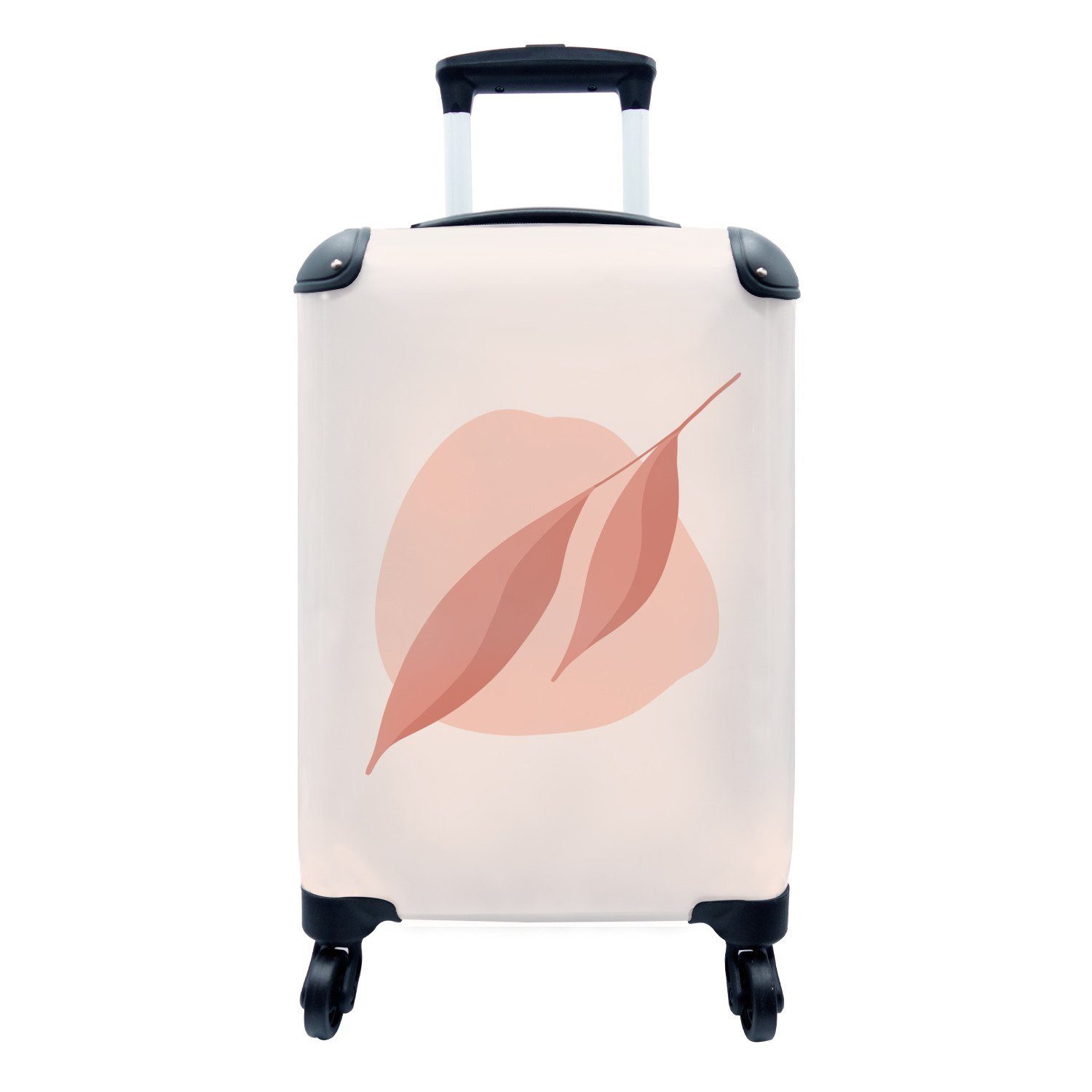 Reisekoffer Blattes, 4 für Rollen, Handgepäckkoffer Abstrakte Reisetasche Ferien, MuchoWow Illustration Trolley, rollen, rosa mit Handgepäck eines