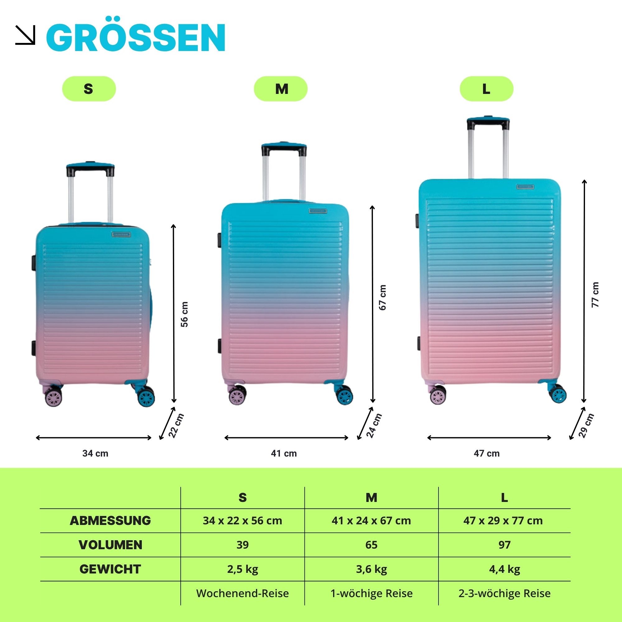 Crosstravel Hartschalen-Trolley Einzelkoffer Rainbow S / M / L, 4 Rollen, R günstig online kaufen