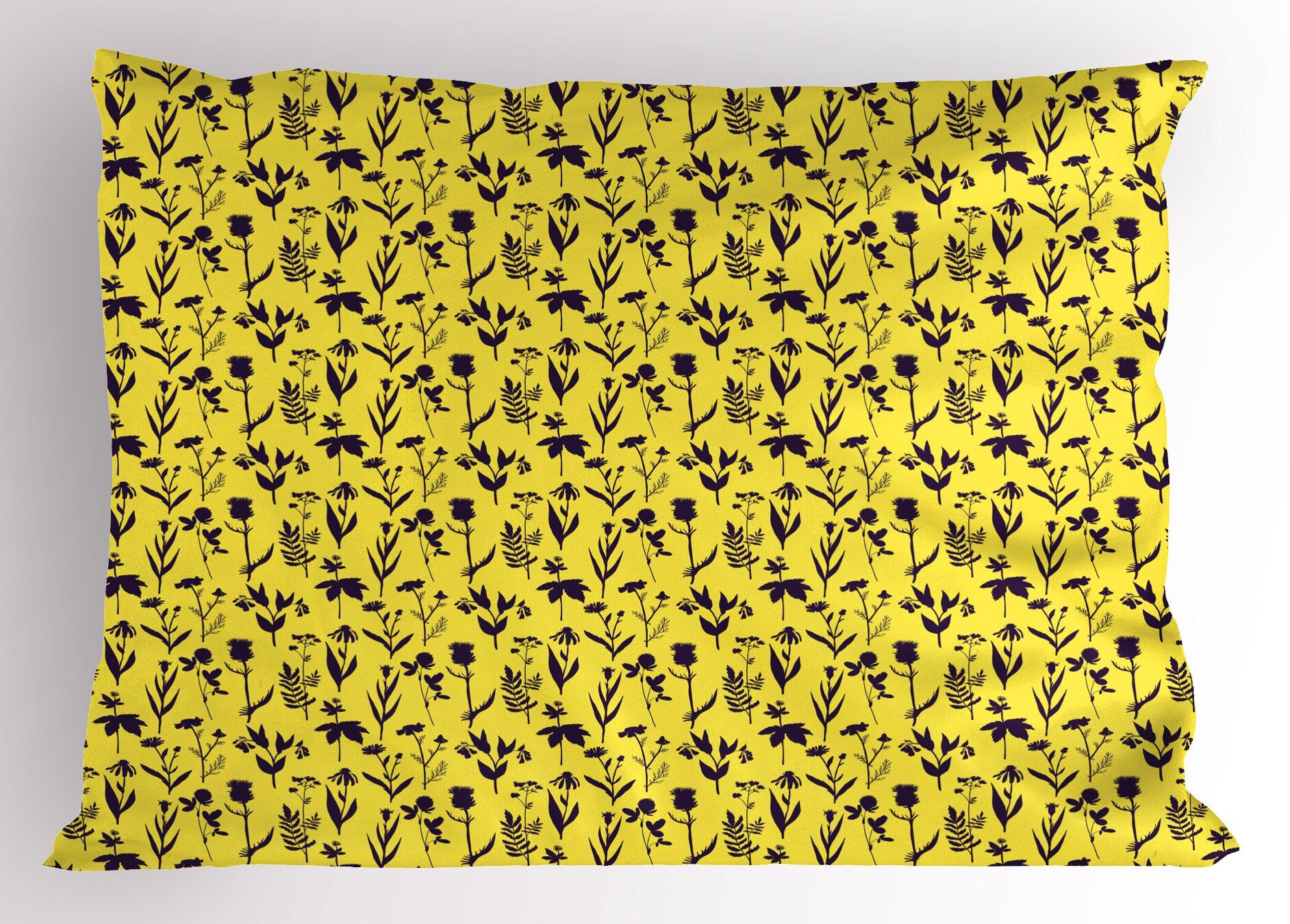 Standard Size Kopfkissenbezug, (1 Abakuhaus Dekorativer und Kissenbezüge Blumen Gedruckter Bicolor Stück), Blumen Kräuter