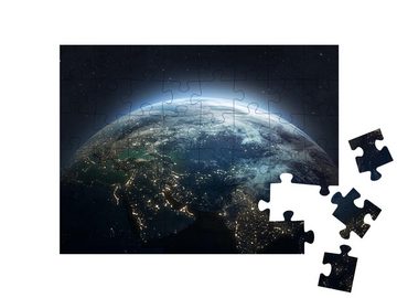 puzzleYOU Puzzle Die Erde bei Nacht, Stadtlichter auf dem Planeten, 48 Puzzleteile, puzzleYOU-Kollektionen Planeten, Weltraum, Universum