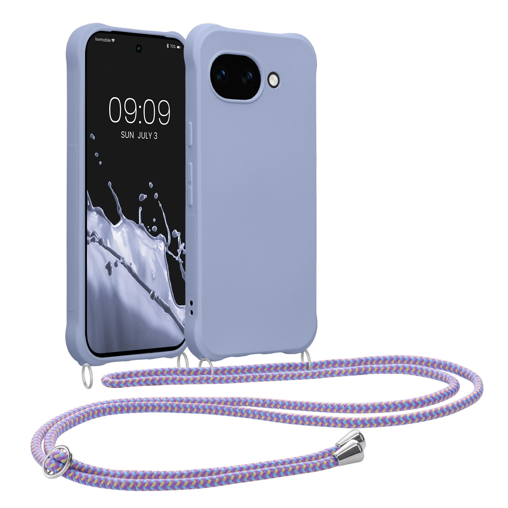 kwmobile Smartphone-Hülle Hülle für Google Pixel 10a, mit Metall Kette zum Umhängen - Silikon Handy Cover Case Schutzhülle