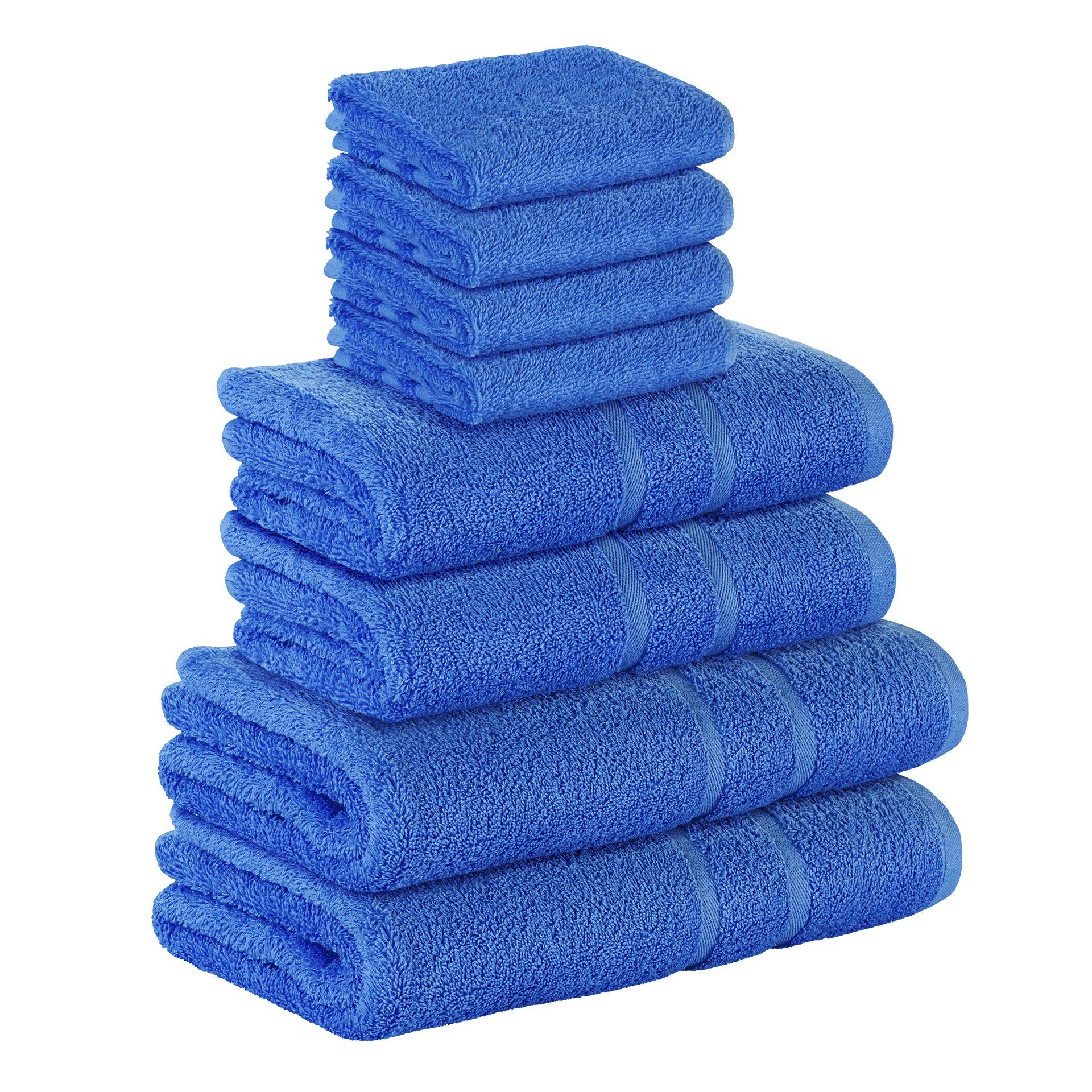 verschiedenen Frottee 500 Handtücher 4x Handtuch Baumwolle Teilig) Farben (8 GSM als 100% Duschtücher Baumwolle 2x StickandShine (Spar-set), Set Handtuch 8er Pack, 500 GSM Gästehandtuch SET Blau 2x in 100%