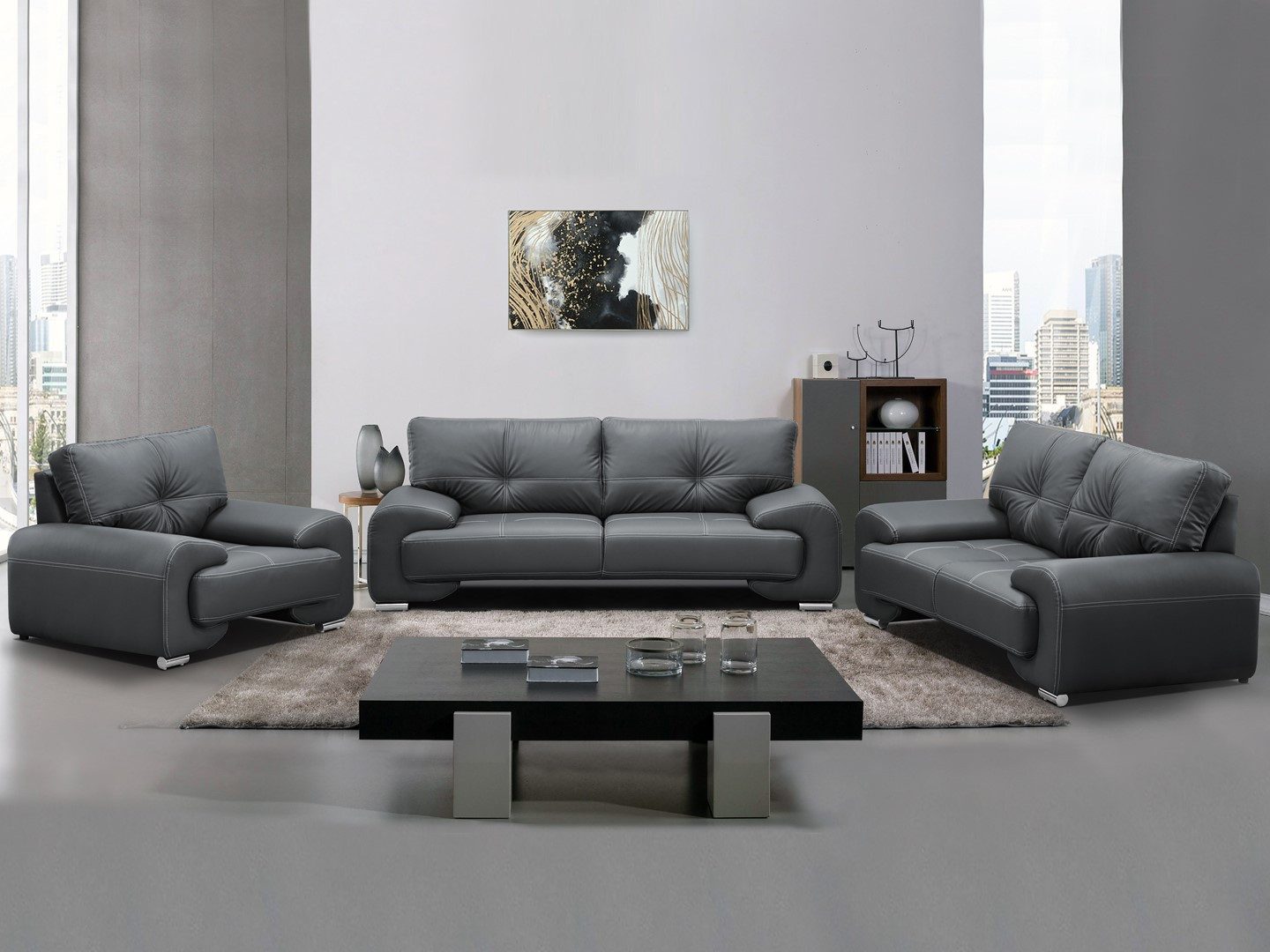 Beautysofa Big-Sofa Polstergarnitur Omega, Anthrazit (dolaro 40)/grau