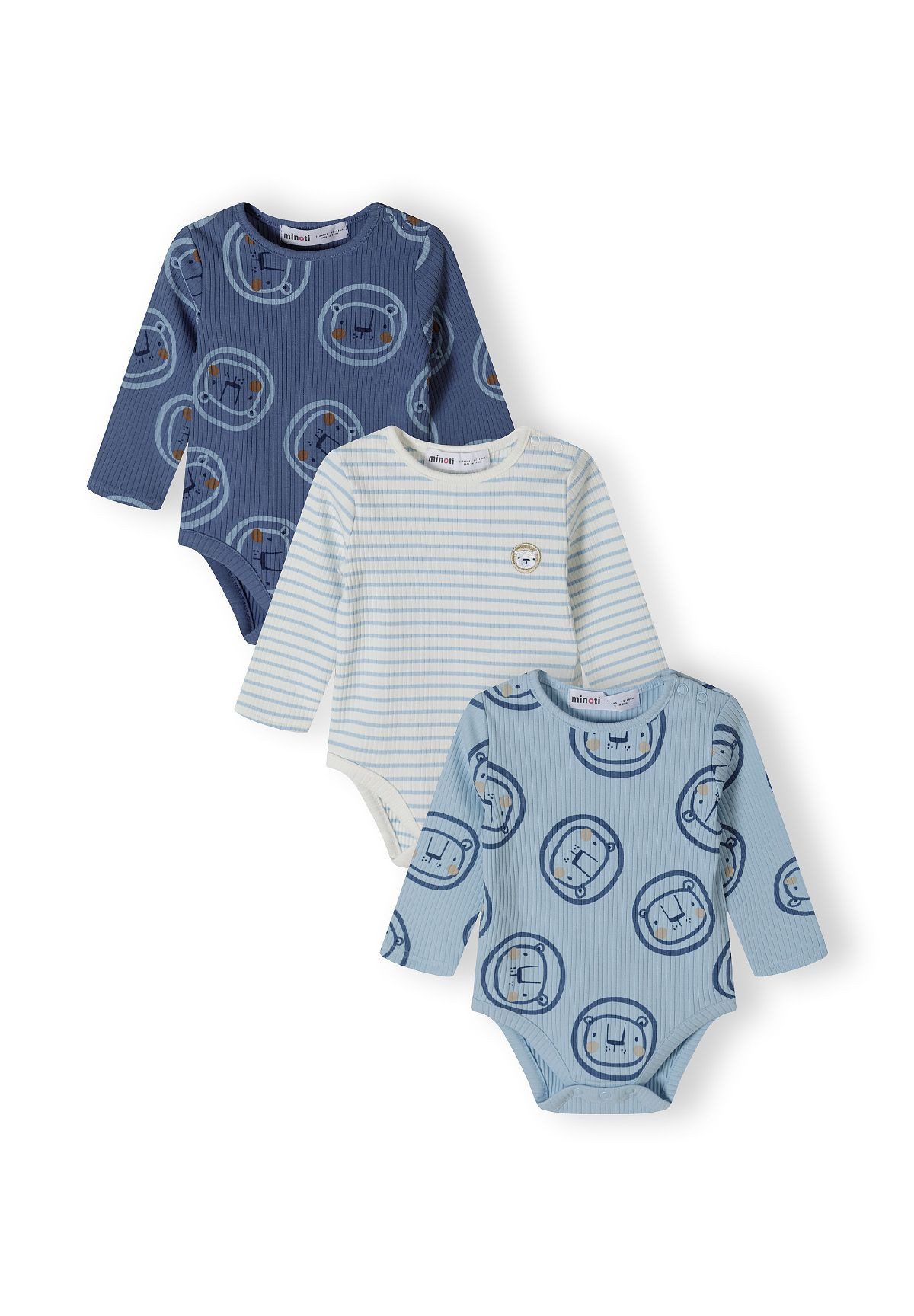 Langarmbody Strampler mit Reißfverschluss im 3-er Pack (0-24m)