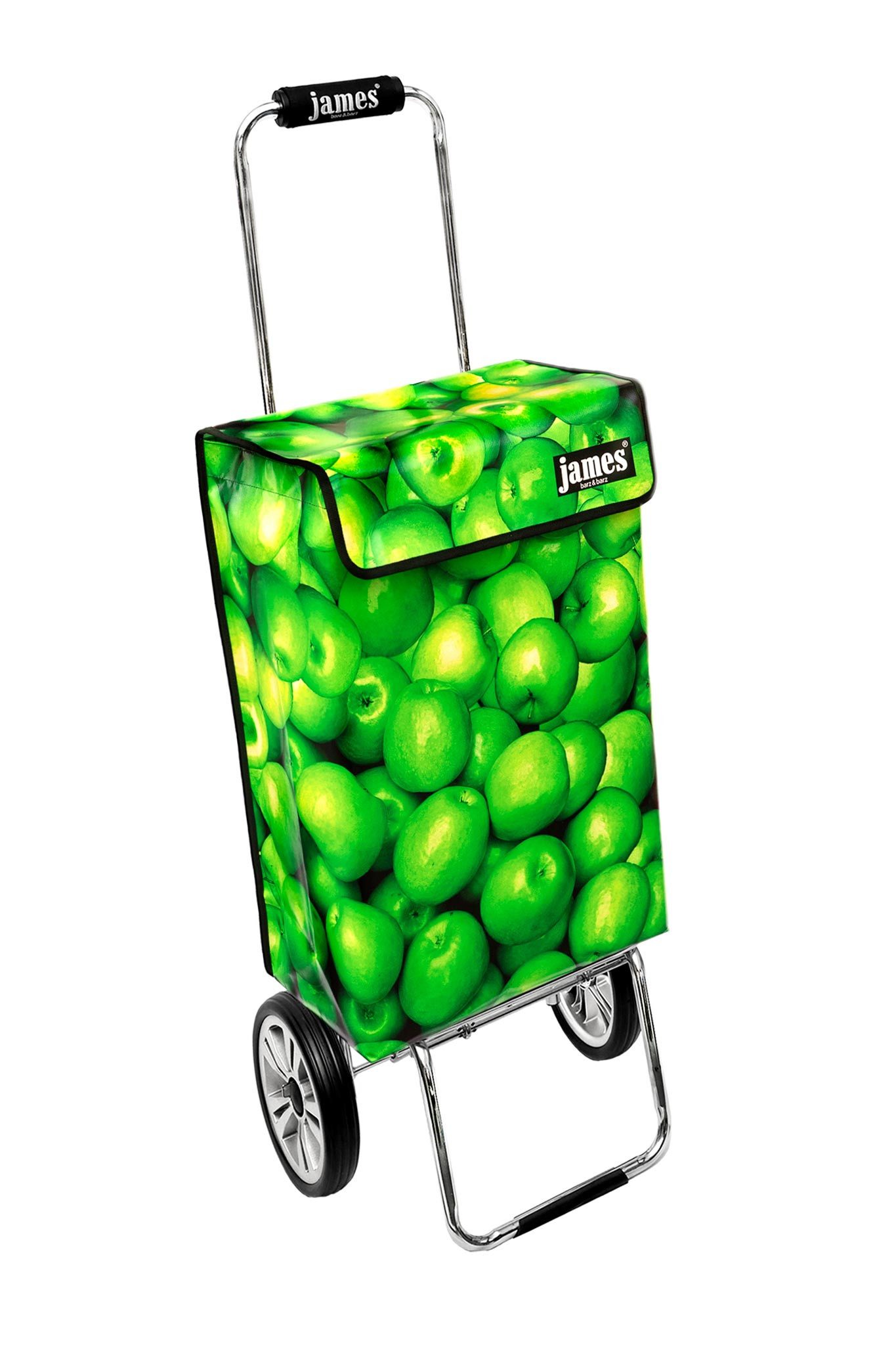 james Einkaufstrolley APPLE - stabiler Einkaufswagen mit individuellem Design, Handmade in Austria - Einkaufsbegleiter mit viel Stauraum - trägt 40kg