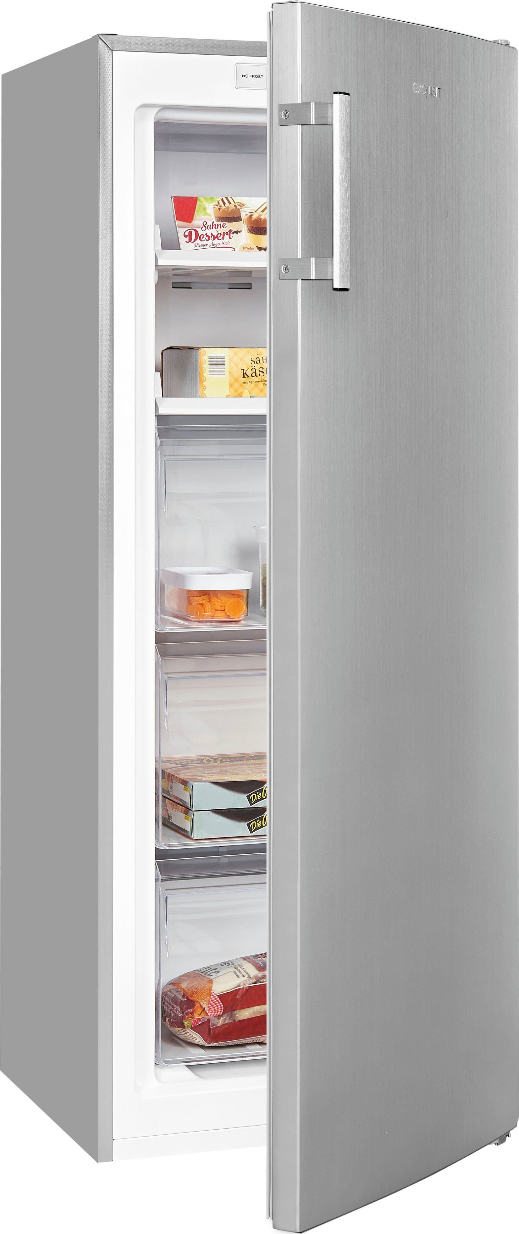 exquisit Gefrierschrank GS231-NF-H-040Cinoxlook, 143 cm hoch, 54 cm breit, NoFrost, 161 Liter Nutzinhalt