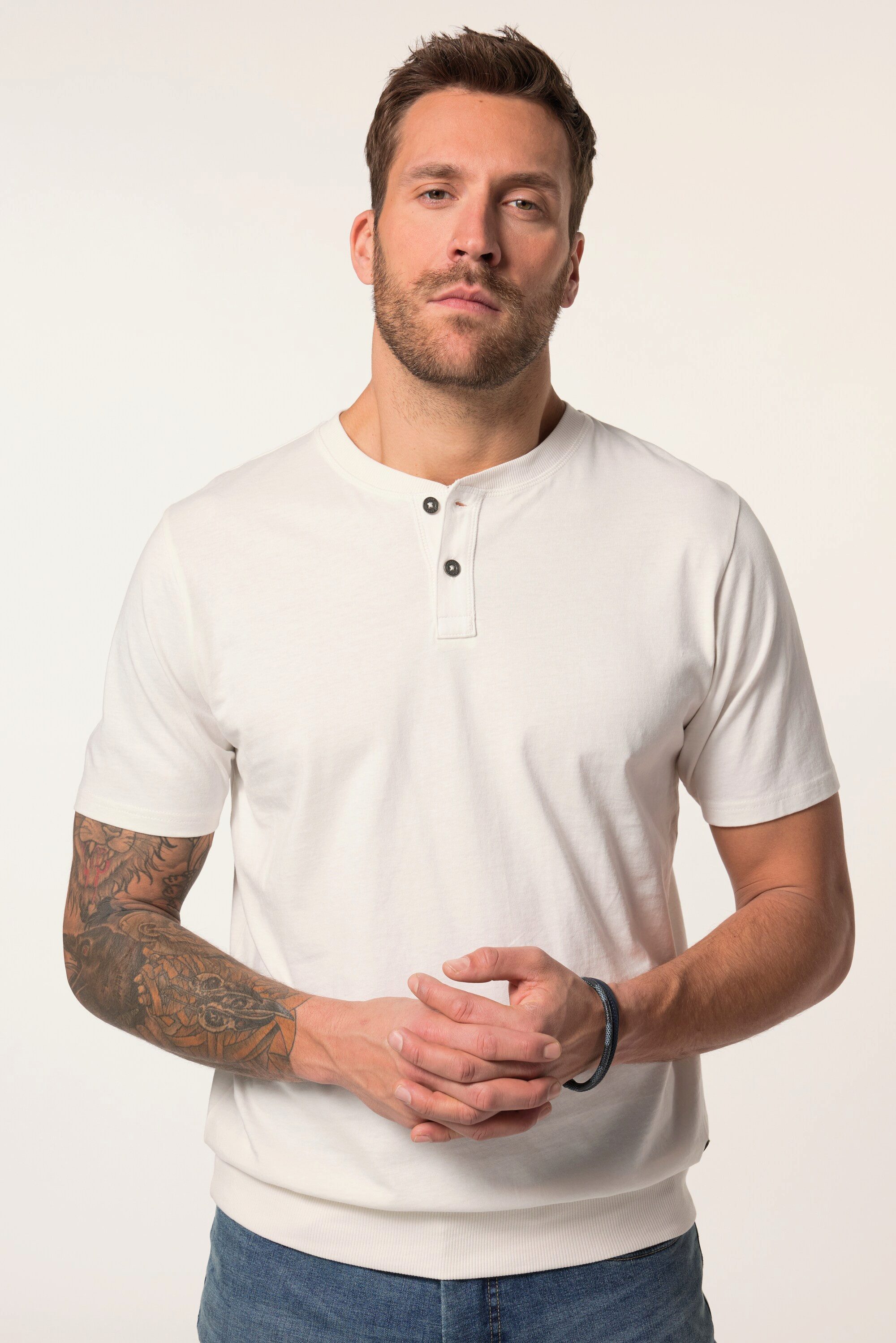JP1880 T-Shirt Henley Bauchfit Halbarm Rundhals günstig online kaufen