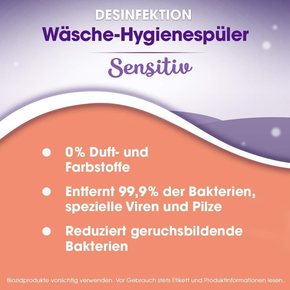 (8 Sagrotan Wäsche-Hygienespüler Pack Sensitiv 1,5l) 1,5l 8er Spezialwaschmittel x SAGROTAN