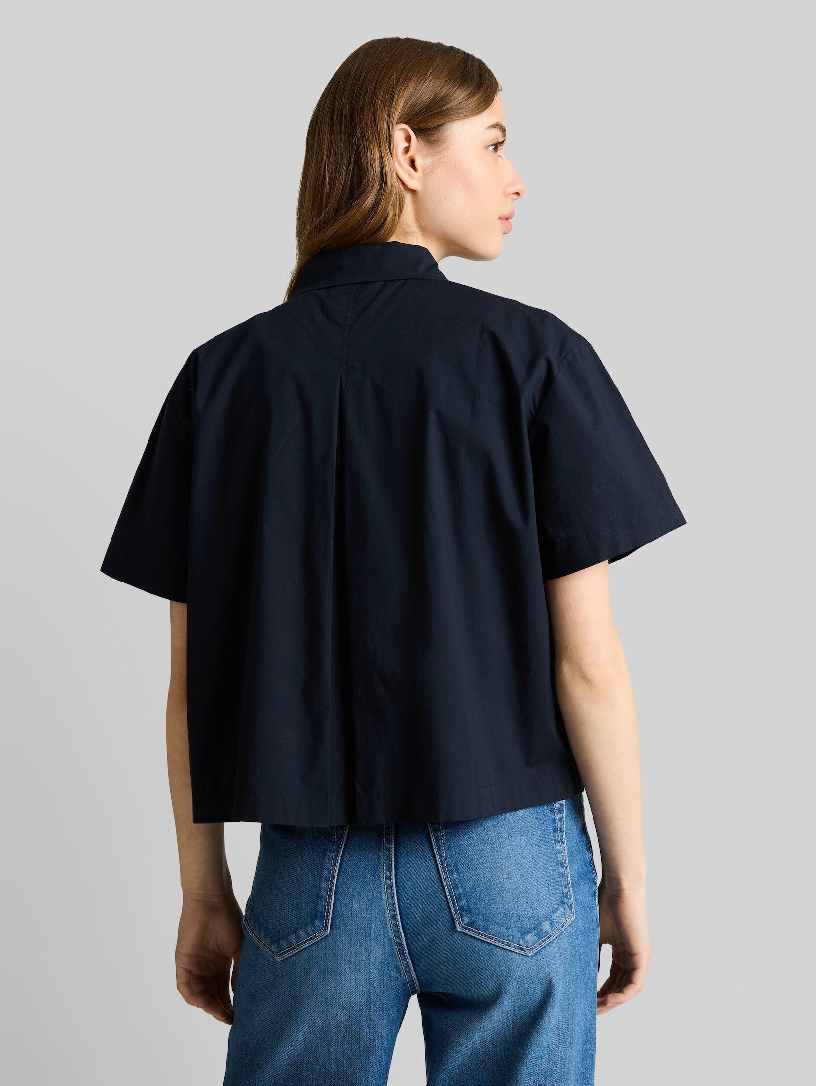 TOM TAILOR Denim Kurzarmbluse Blusen & Shirts Boxy Fit Bluse aus Baumwolle
