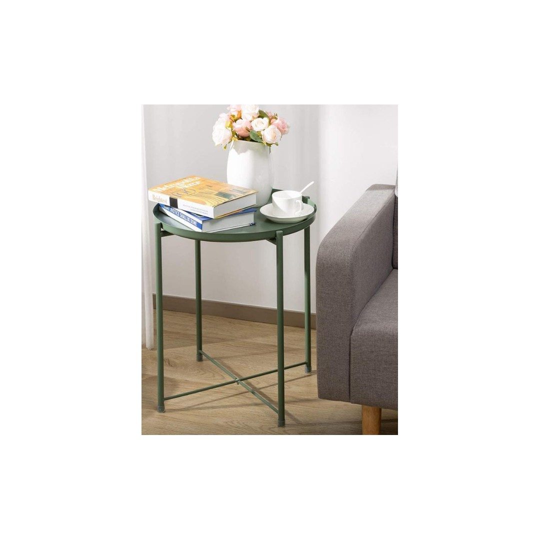 Hedo Beistelltisch Runder Metalltisch im Loft-Stil - khaki