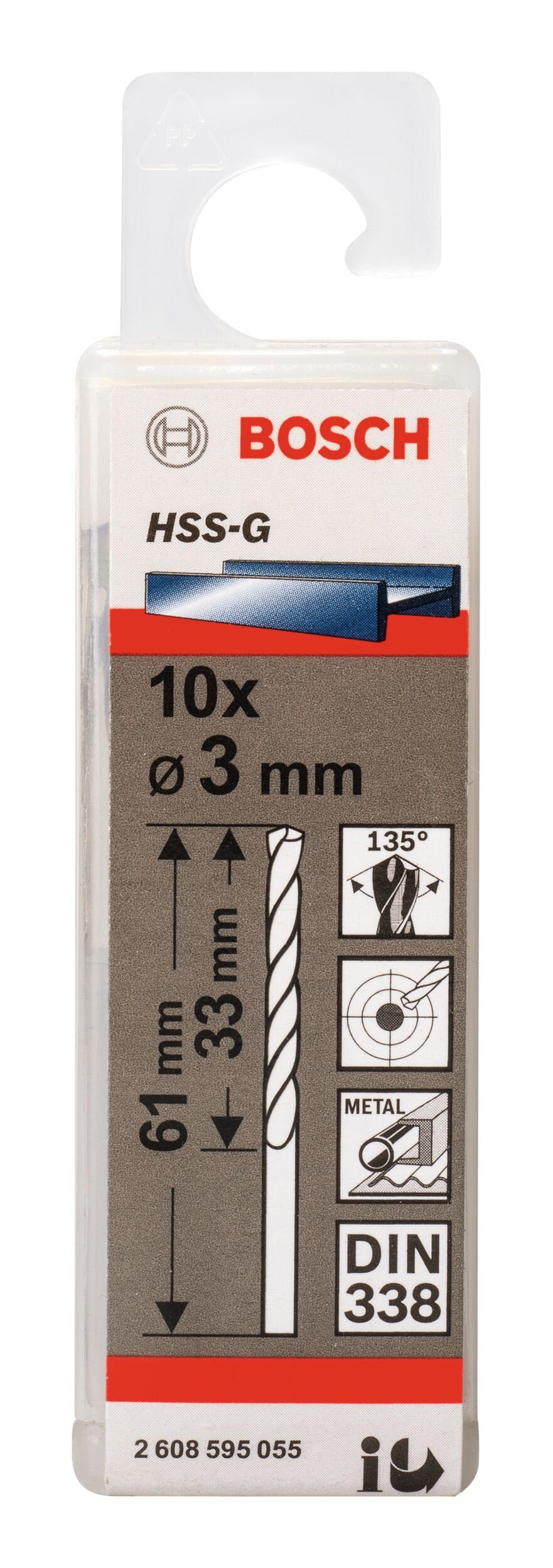 BOSCH Metallbohrer, 338) (DIN Stück), 61 mm 10er-Pack HSS-G - 3 x - 33 (10 x