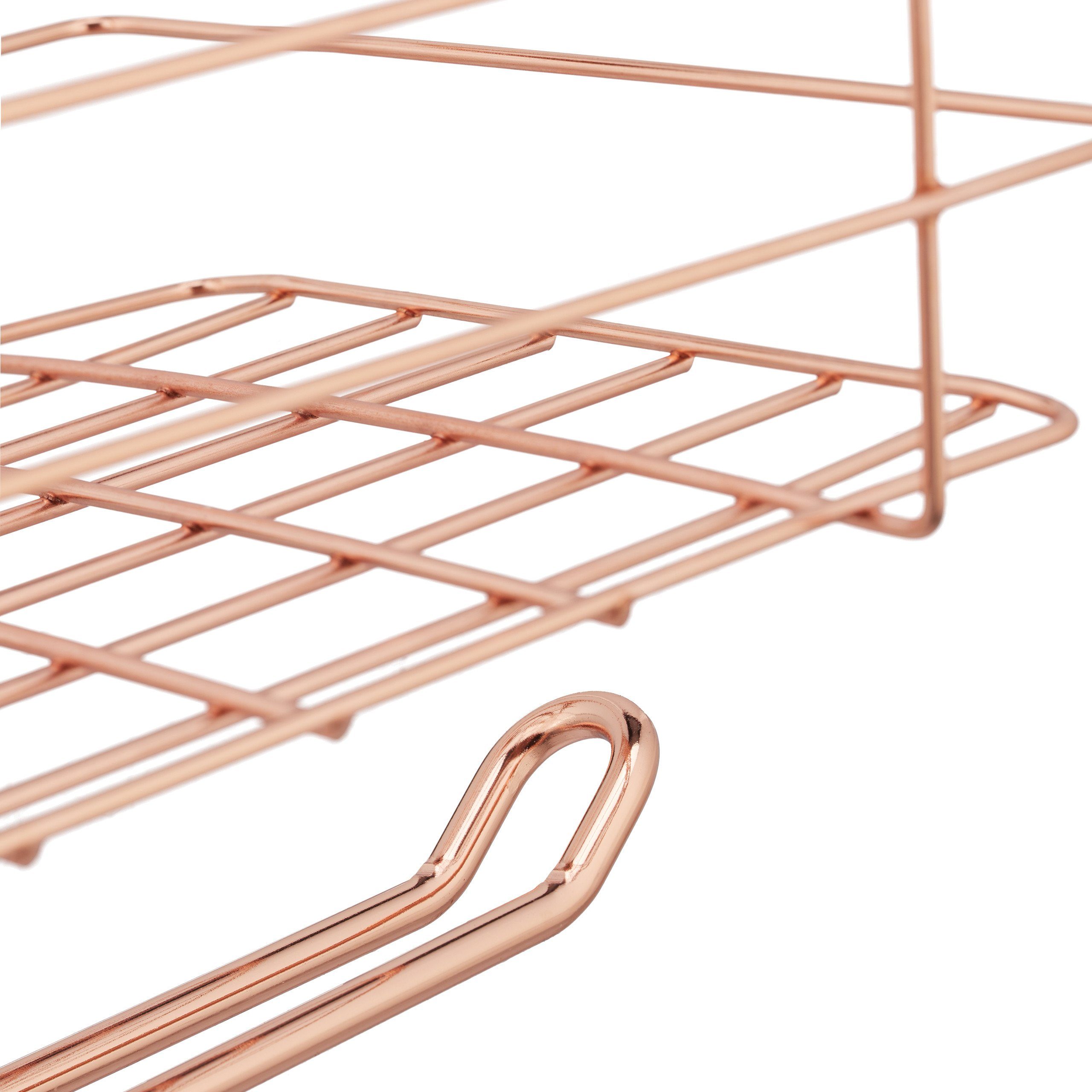 relaxdays Einhängekorb mit Küchenrollenhalt, Kupfer