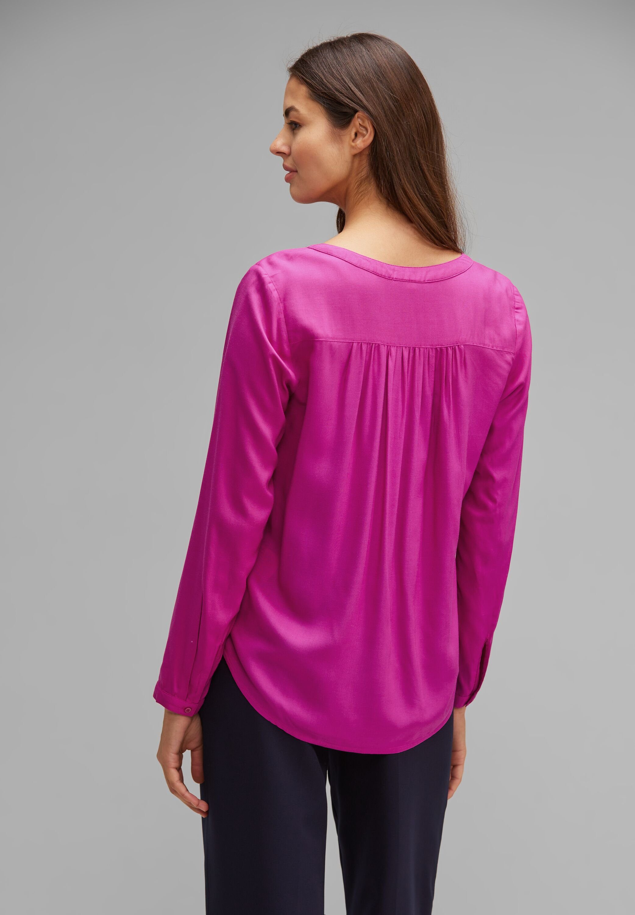 STREET ONE Shirtbluse Style Bamika Seitenschlitzen mit cozy bright pink