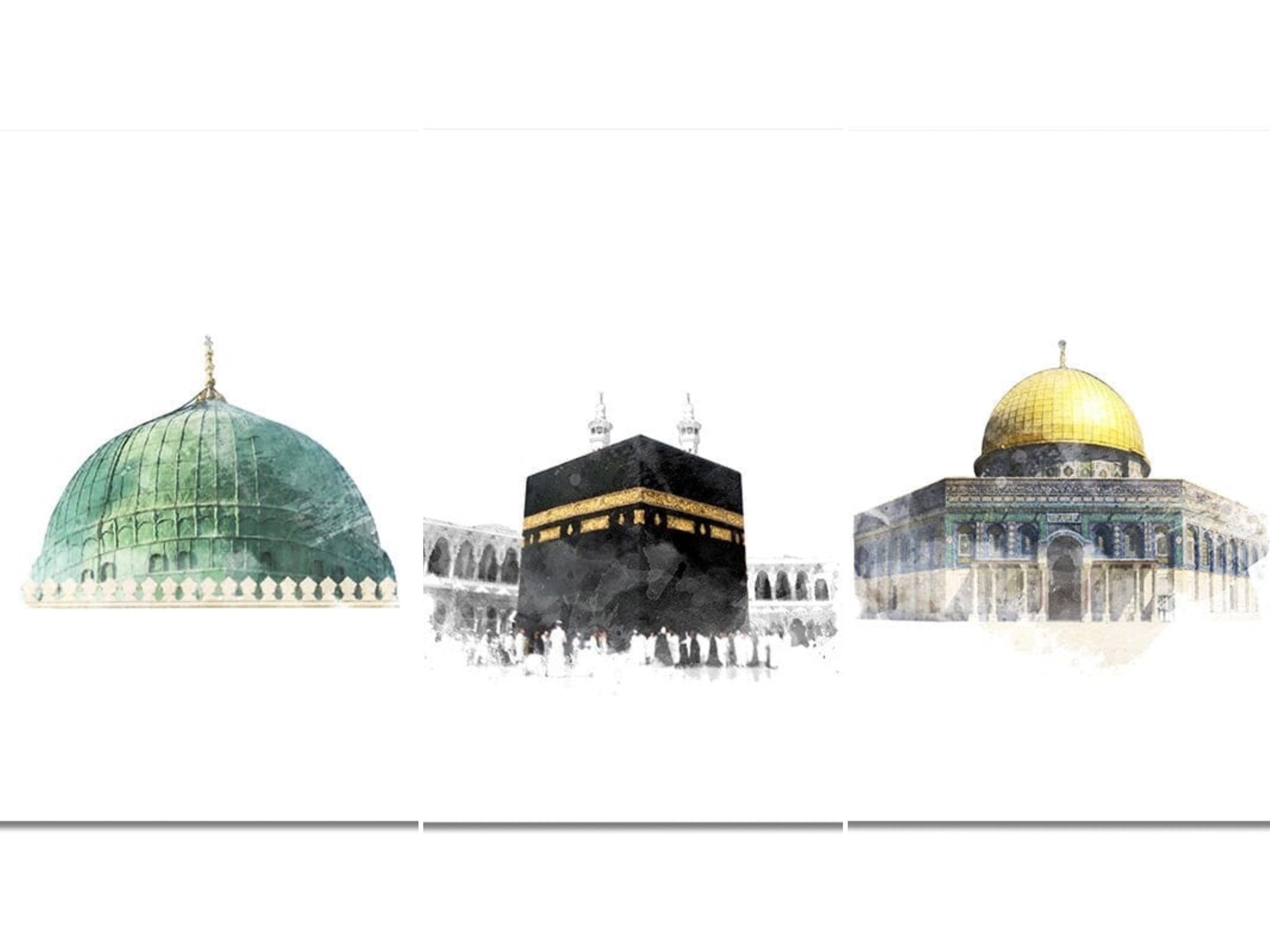 JUSTGOODMOOD Poster Al Aqsa Mosche Kaaba Wandbilder Wohnzimmer Schlafzimmer Deko Print Bil, B (1 St)