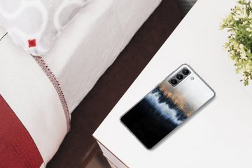 MuchoWow Handyhülle Abstrakt - Gold - Luxus - Blau, Phone Case, Handyhülle Samsung Galaxy S21, Silikon, Schutzhülle